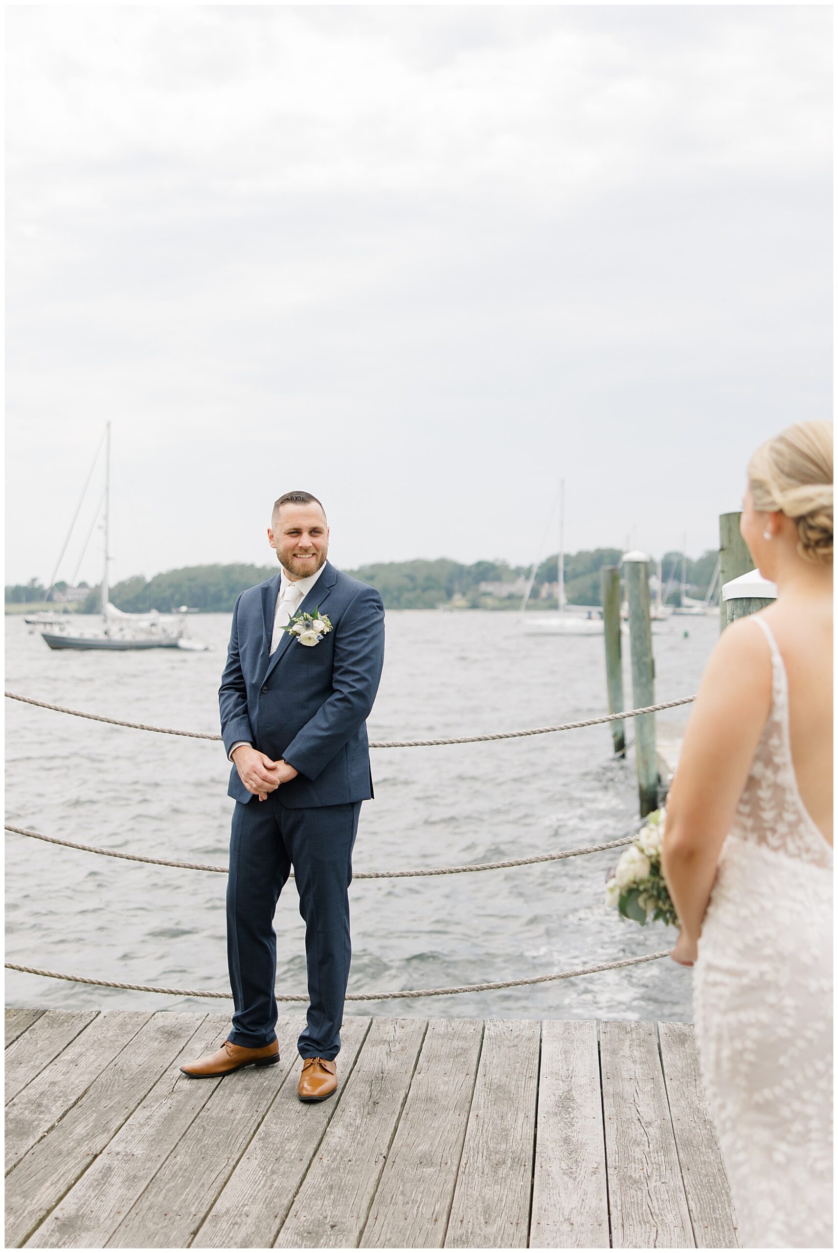 groom turns to see bride for the first time during first look