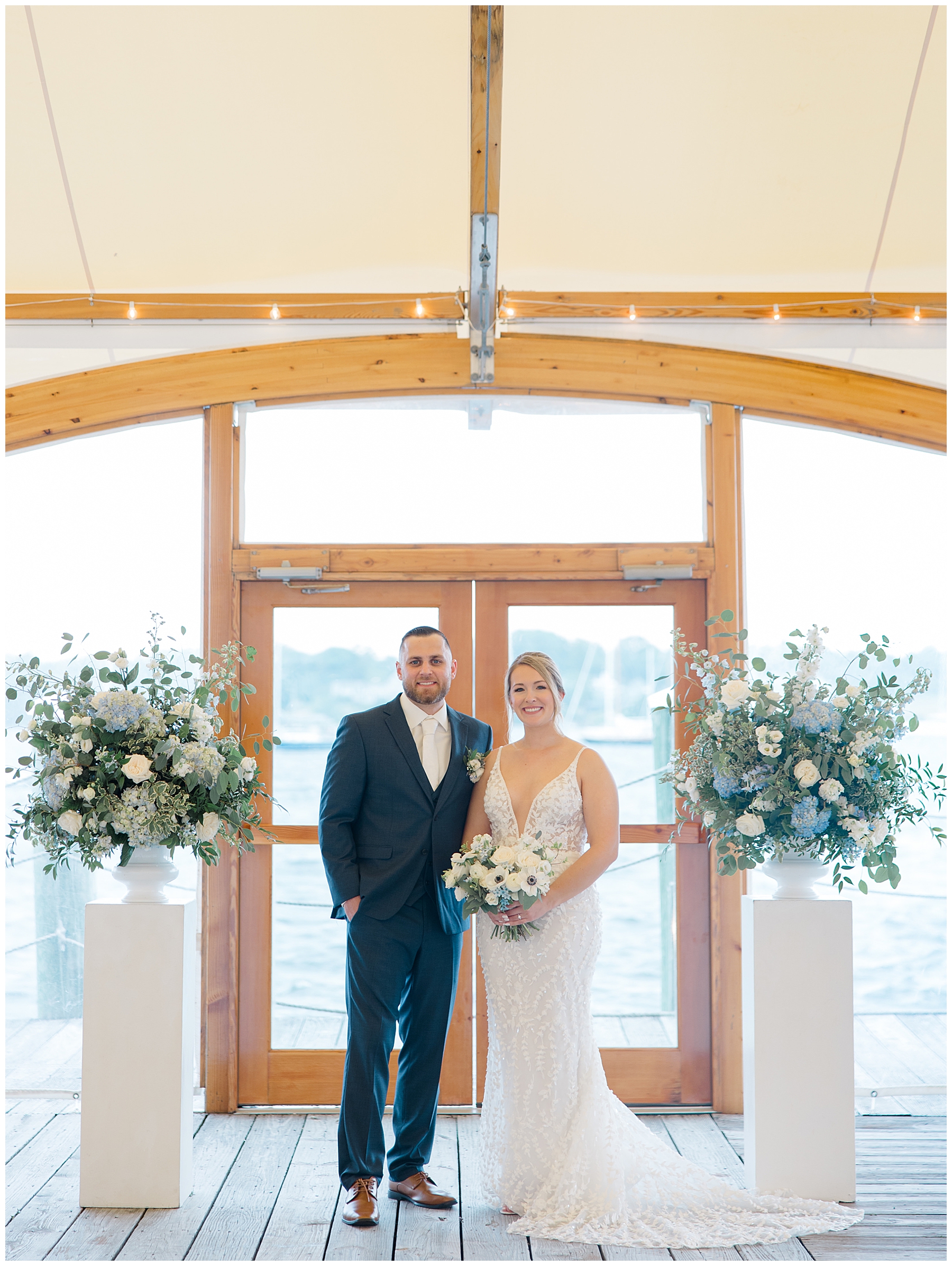 newlywed photos from Bristol Harbor Inn Coastal Wedding