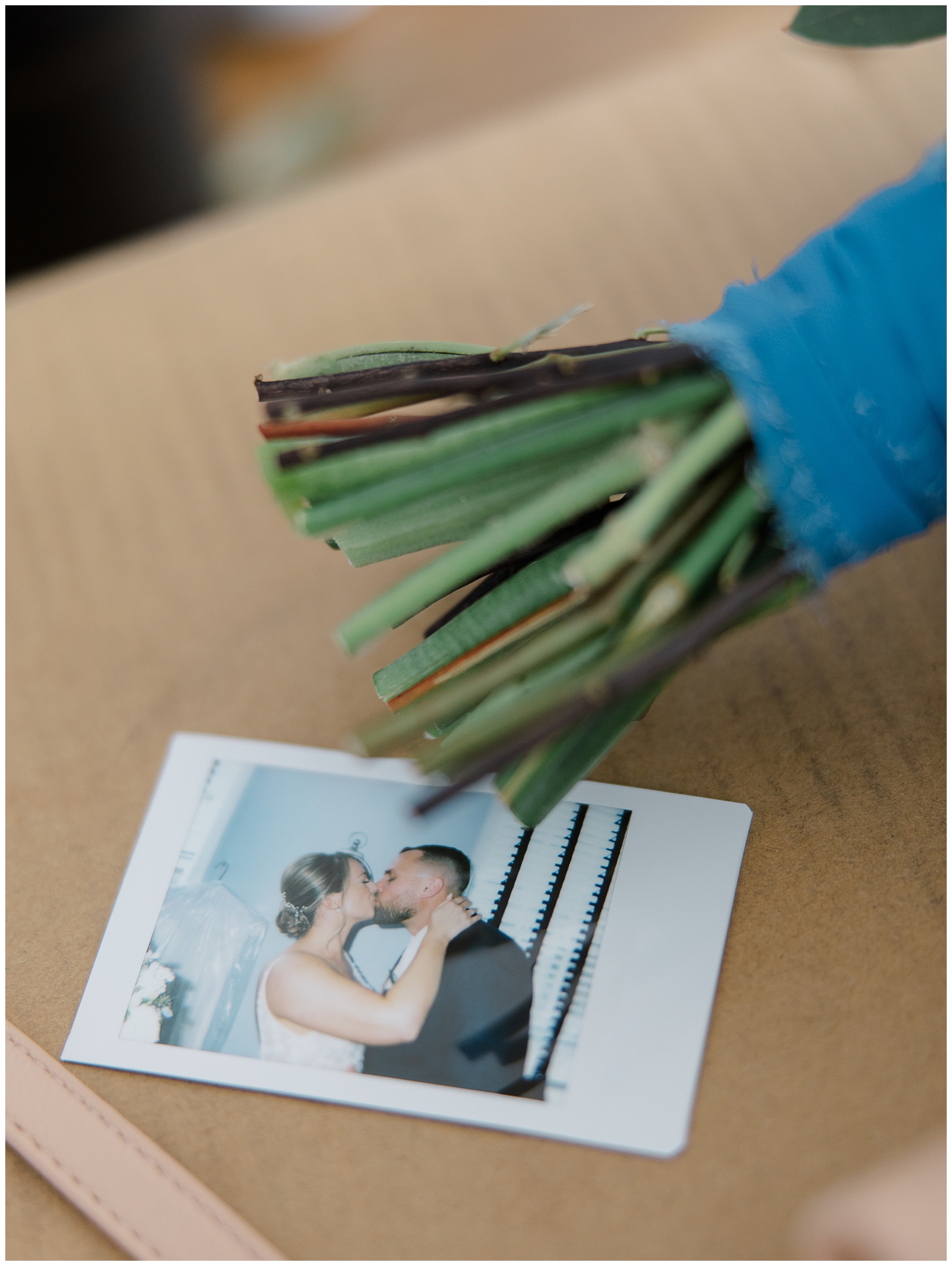 polaroid of bride and groom