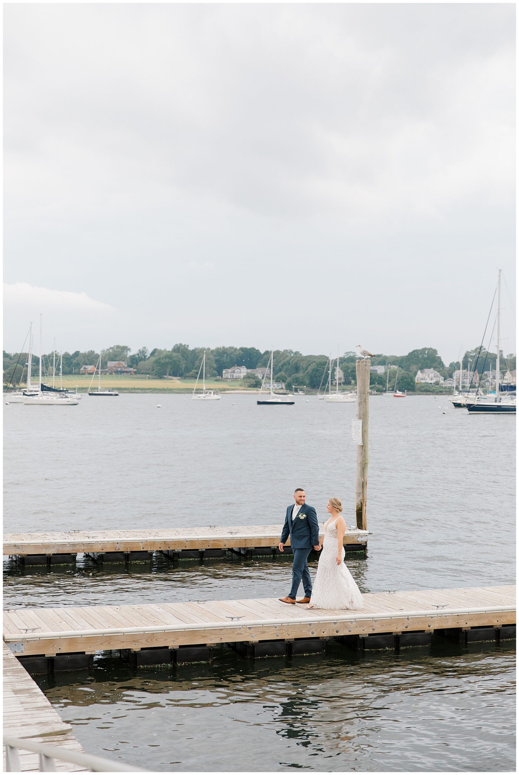 wedding photos of couple by the water from Bristol Harbor Inn Coastal Wedding