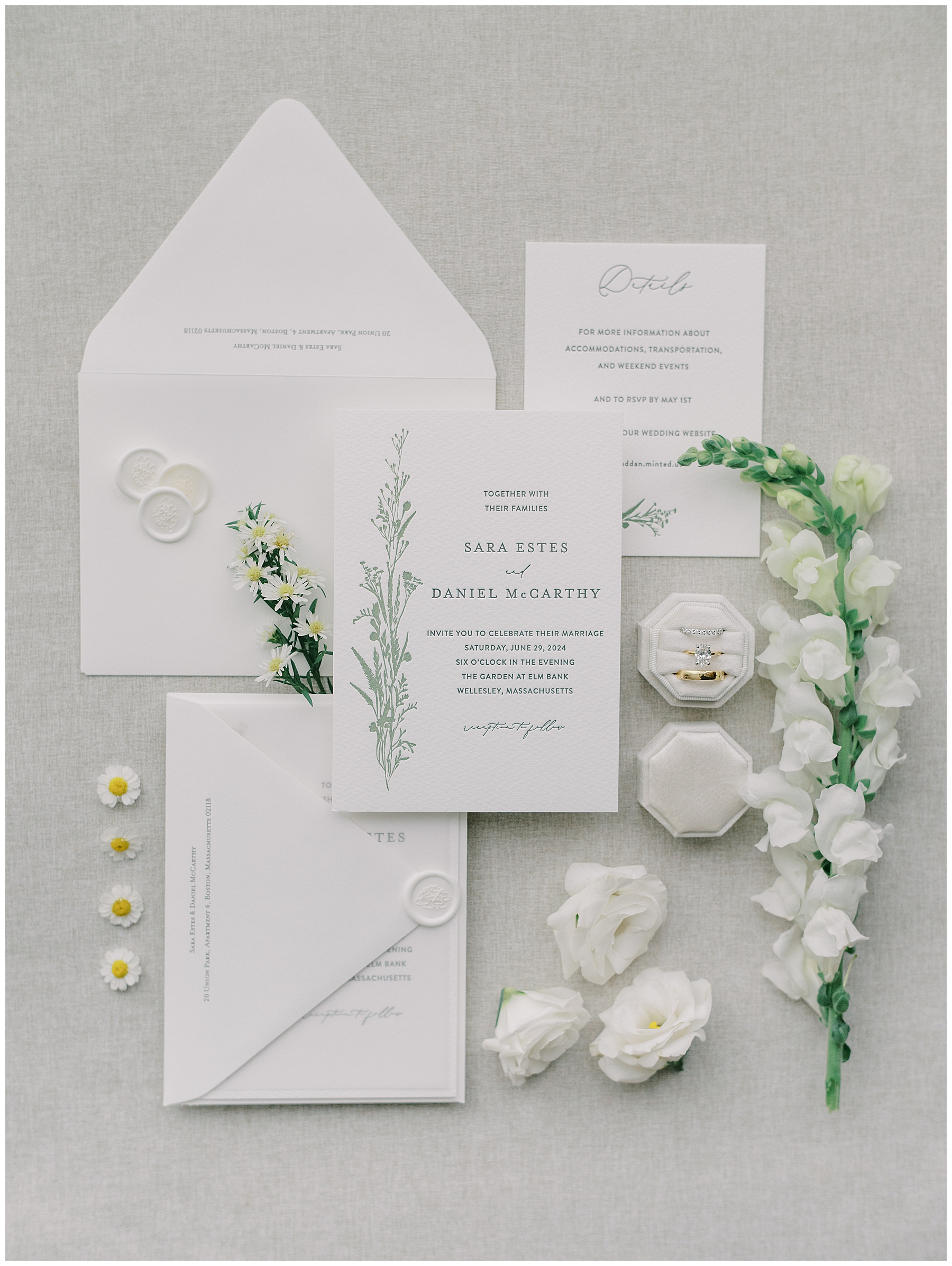 classic, white invitation suite