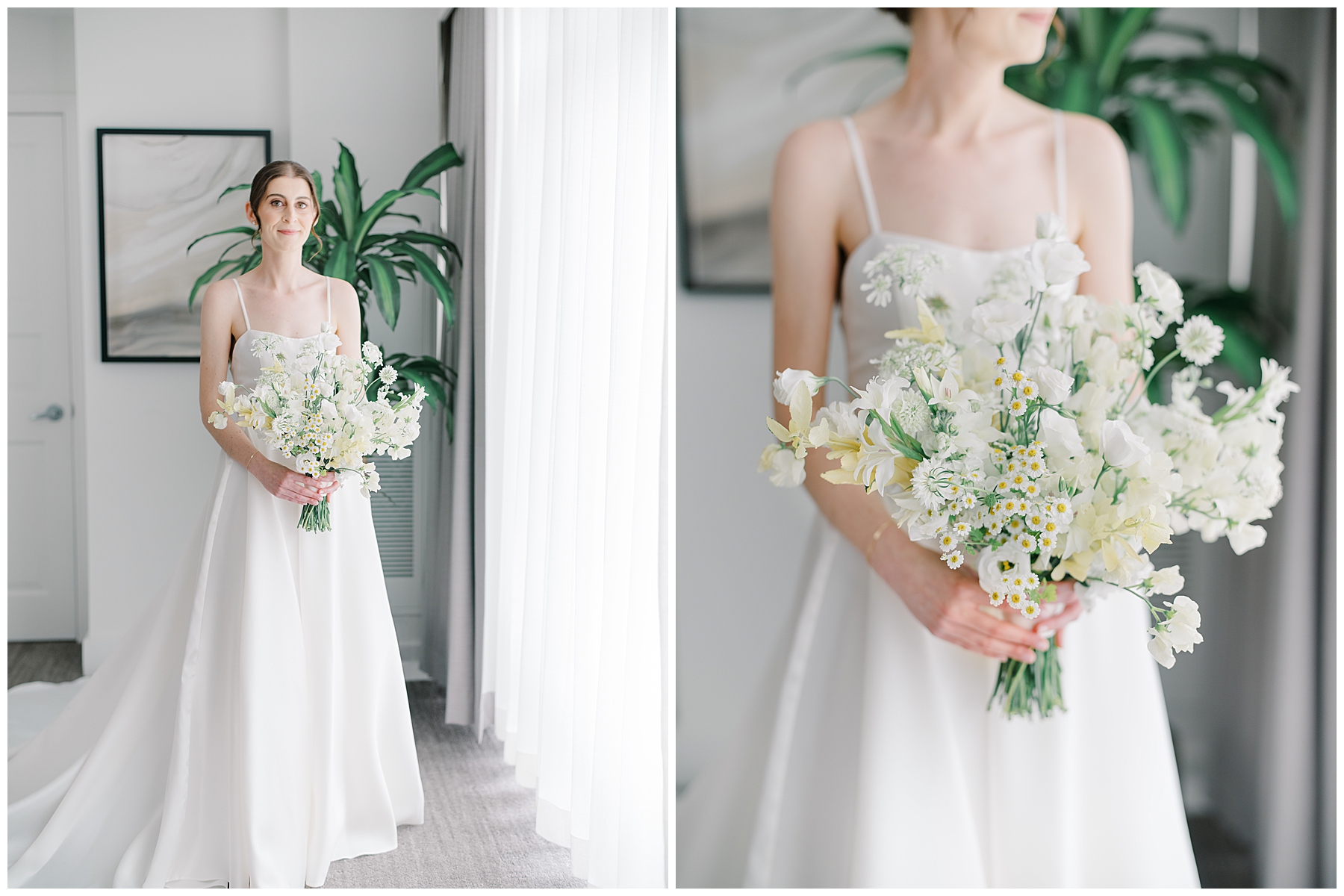 elegant and classic bride with garden-inspired bridal bouquet