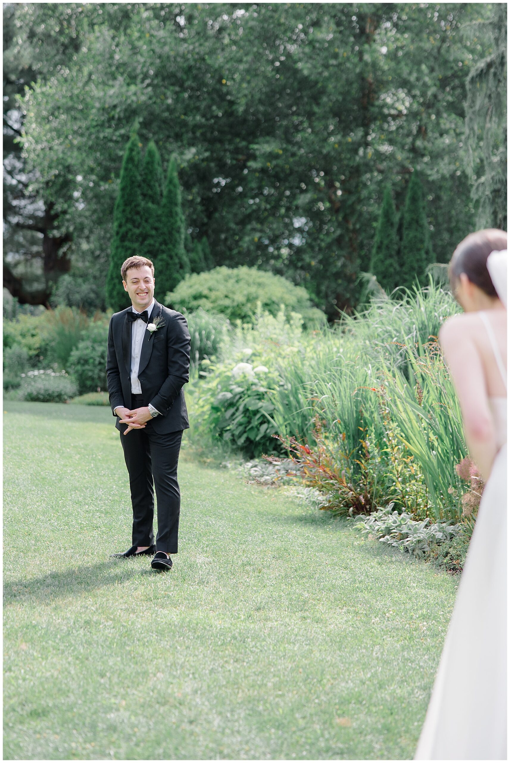 first look between bride and groom