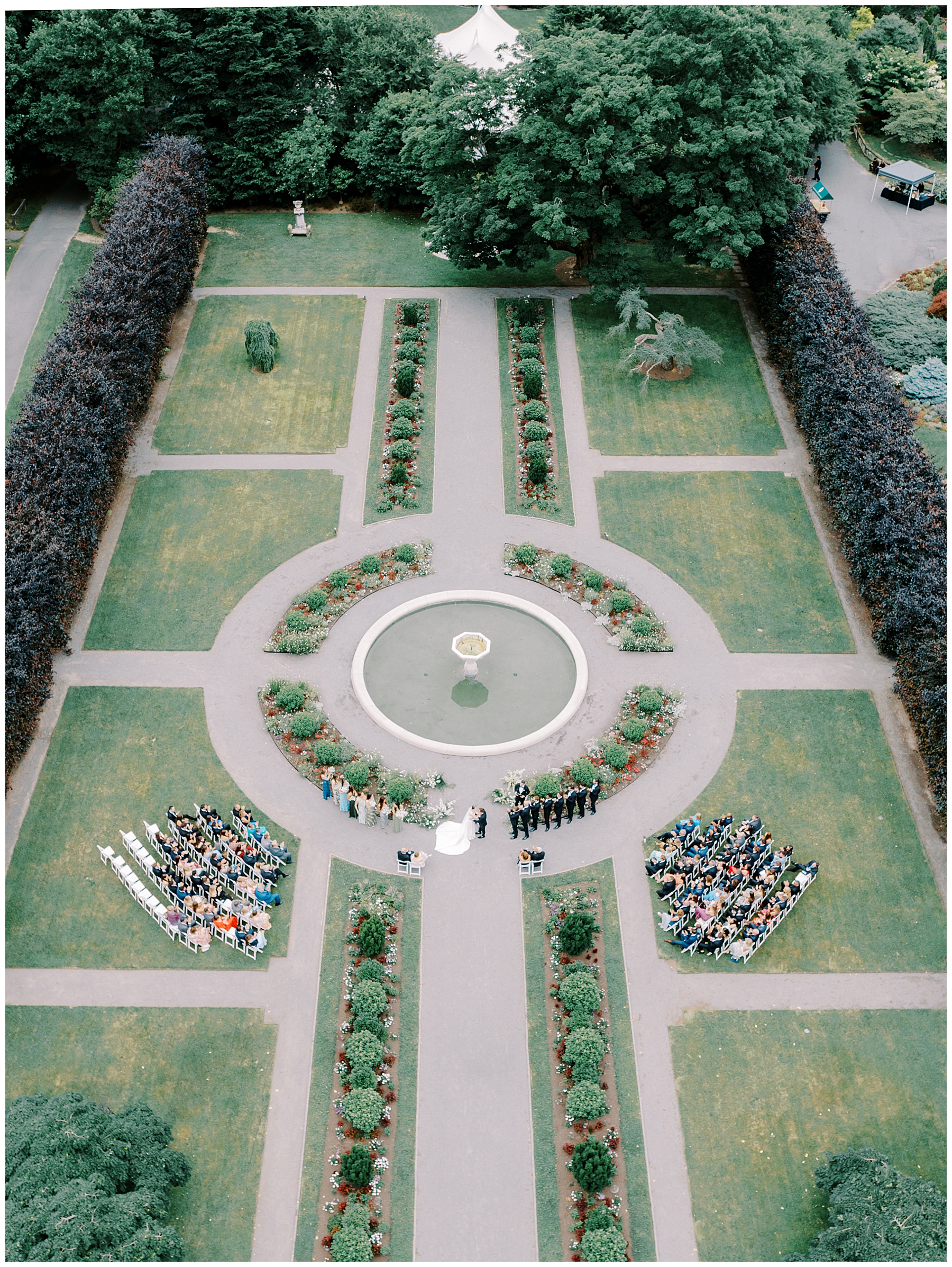 aerial photos of Stunning Garden Wedding at The Gardens at Elm Bank  