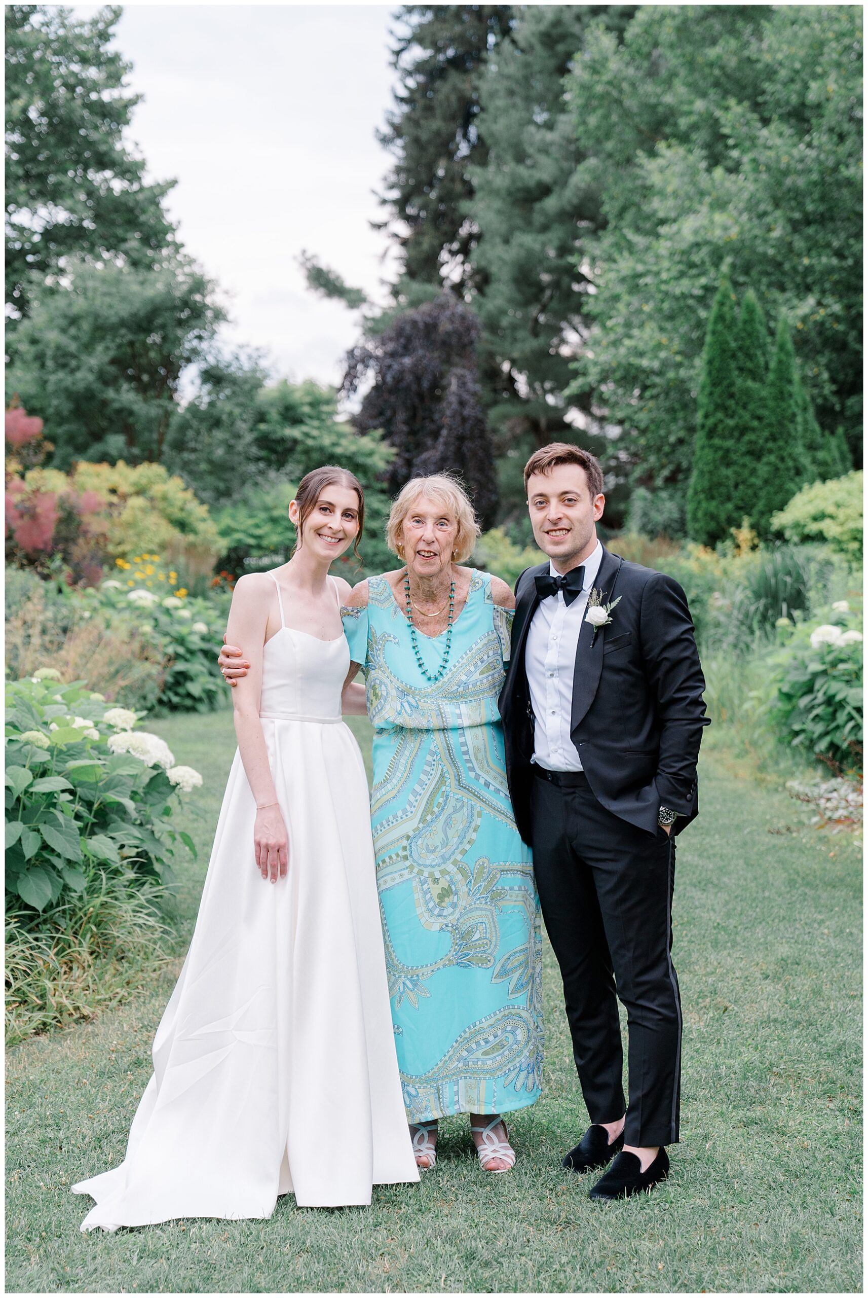 bride and groom with family 