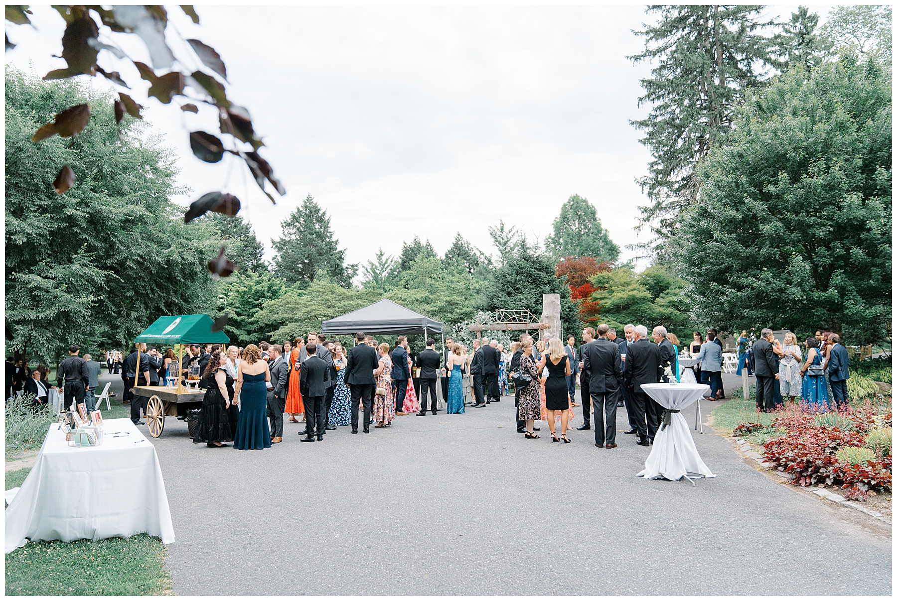 outdoor cocktail hour at The Gardens at Elm Bank  