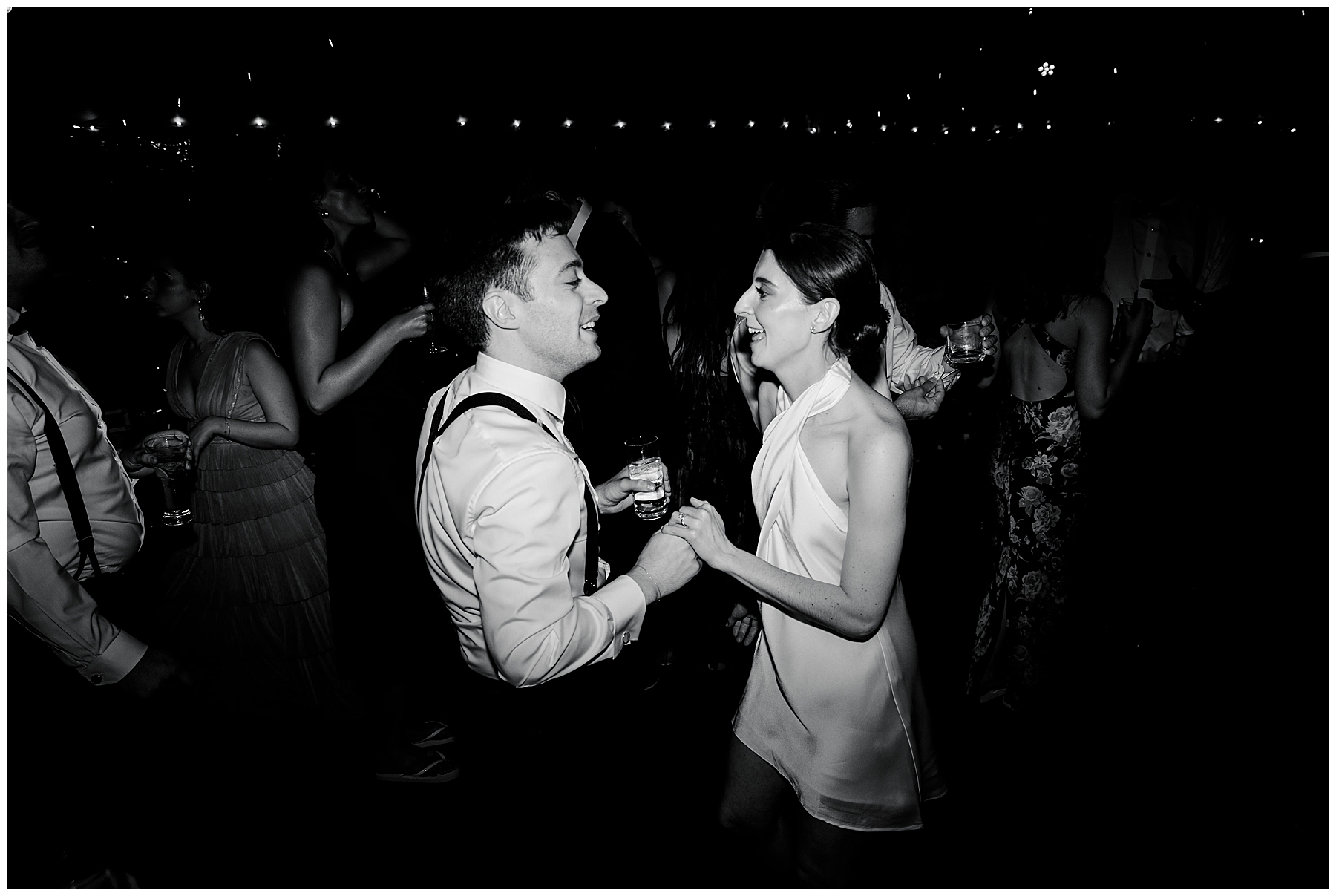 newlyweds celebrate on the dance floor 