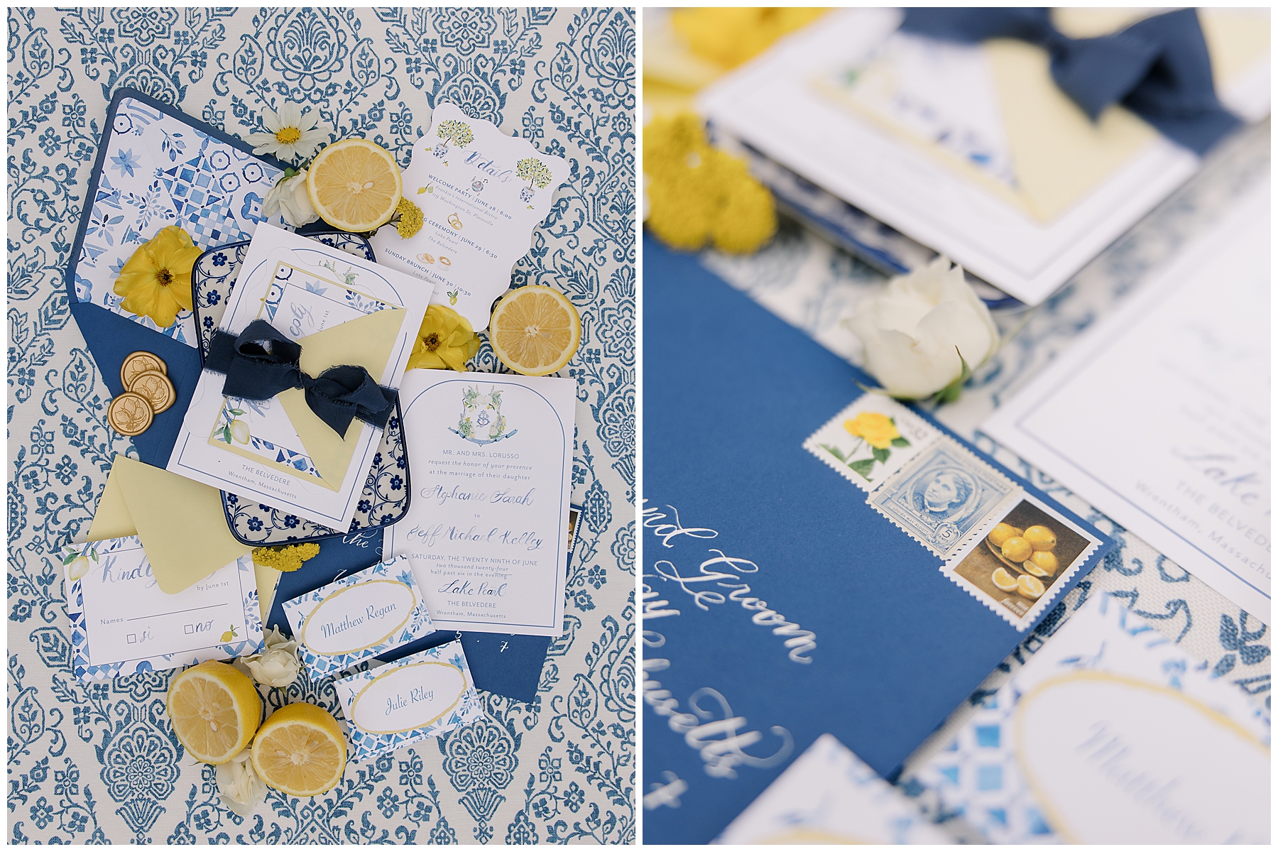 invitation and flat lay design from Grand Opening of The Belvedere at Lake Pearl Wrentham 