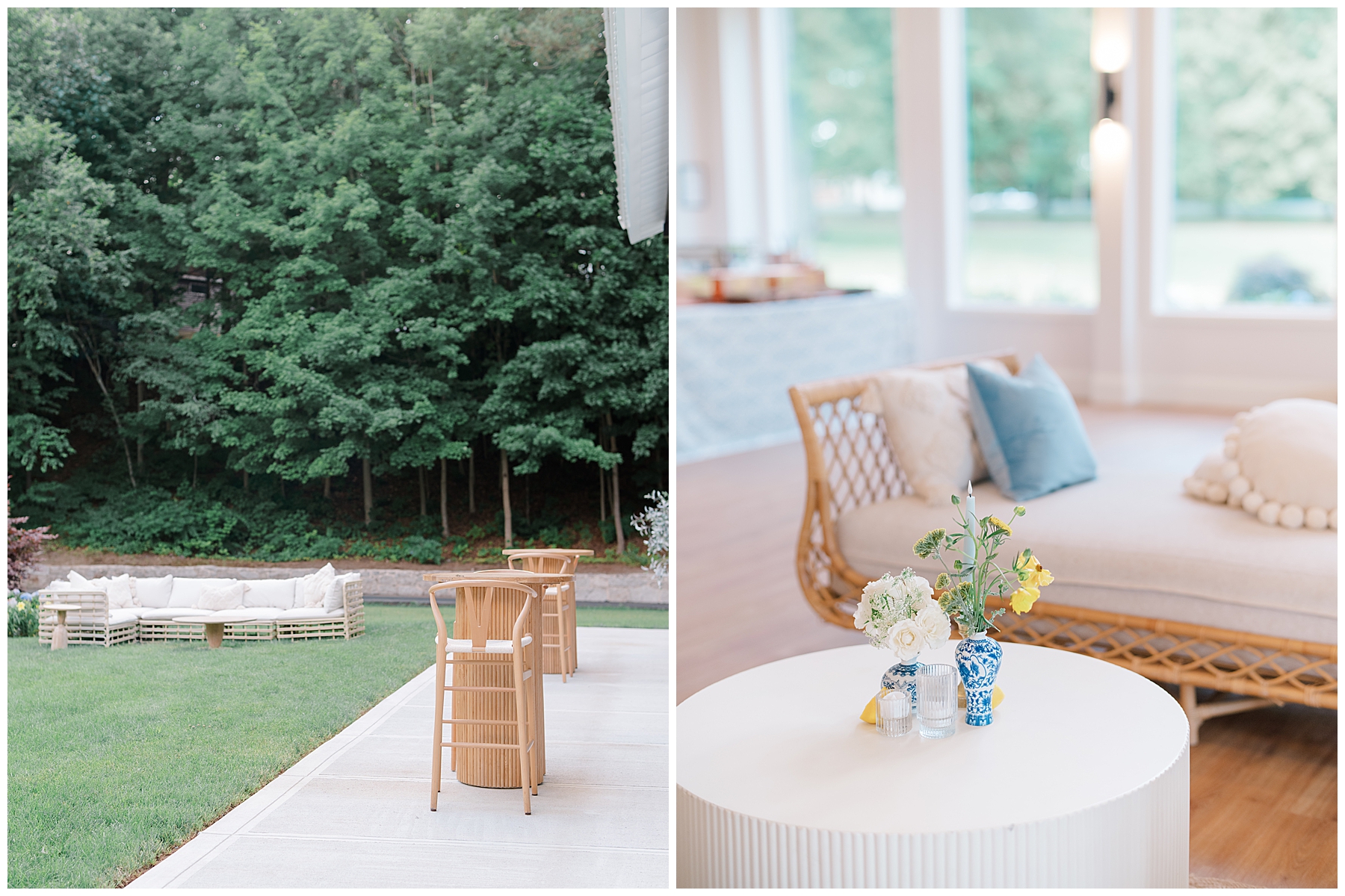 seating outside and inside of wedding venue