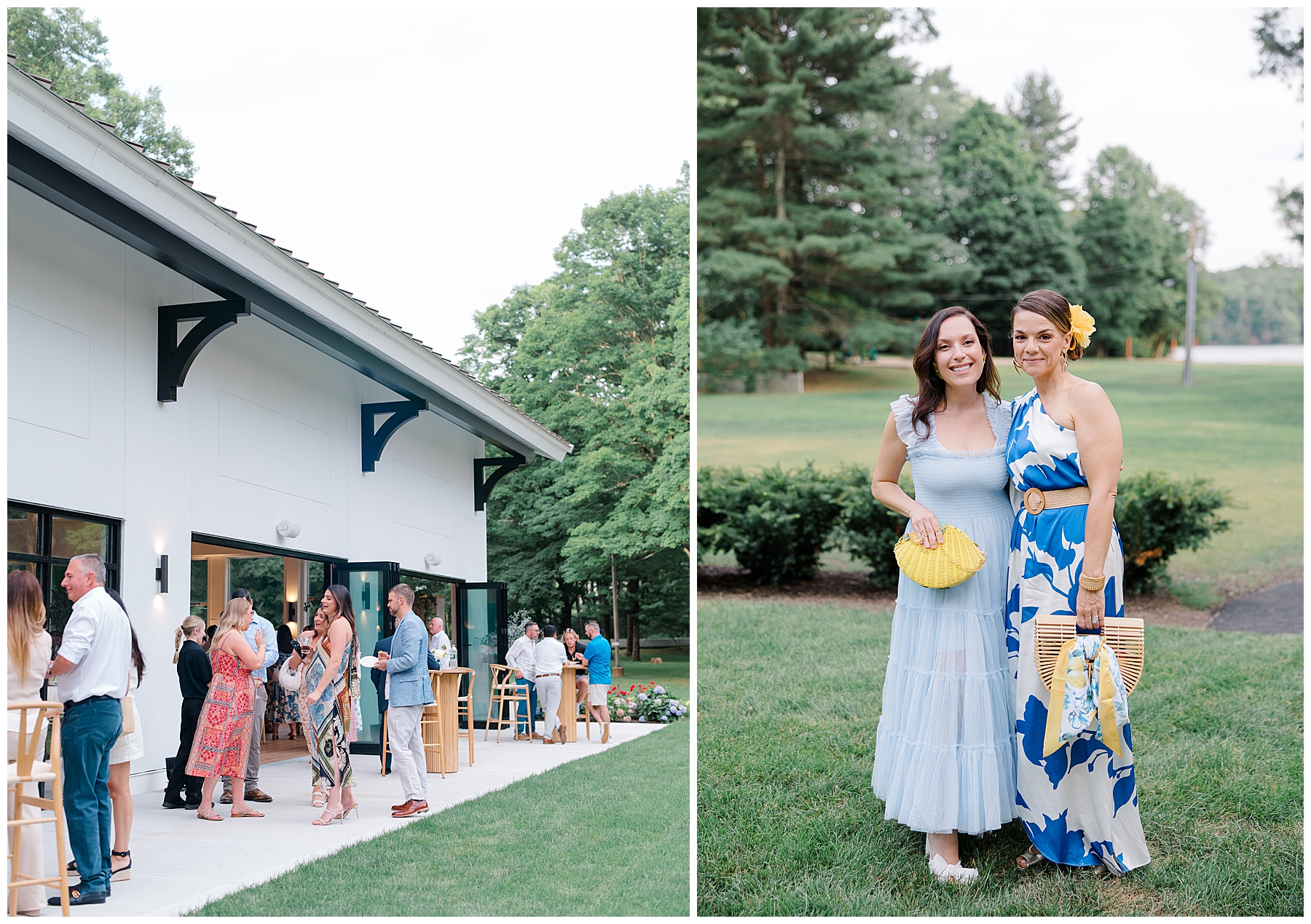 guests on lawn of The Belvedere at Lake Pearl Wrentham | An Italian-Inspired New England Wedding Venue