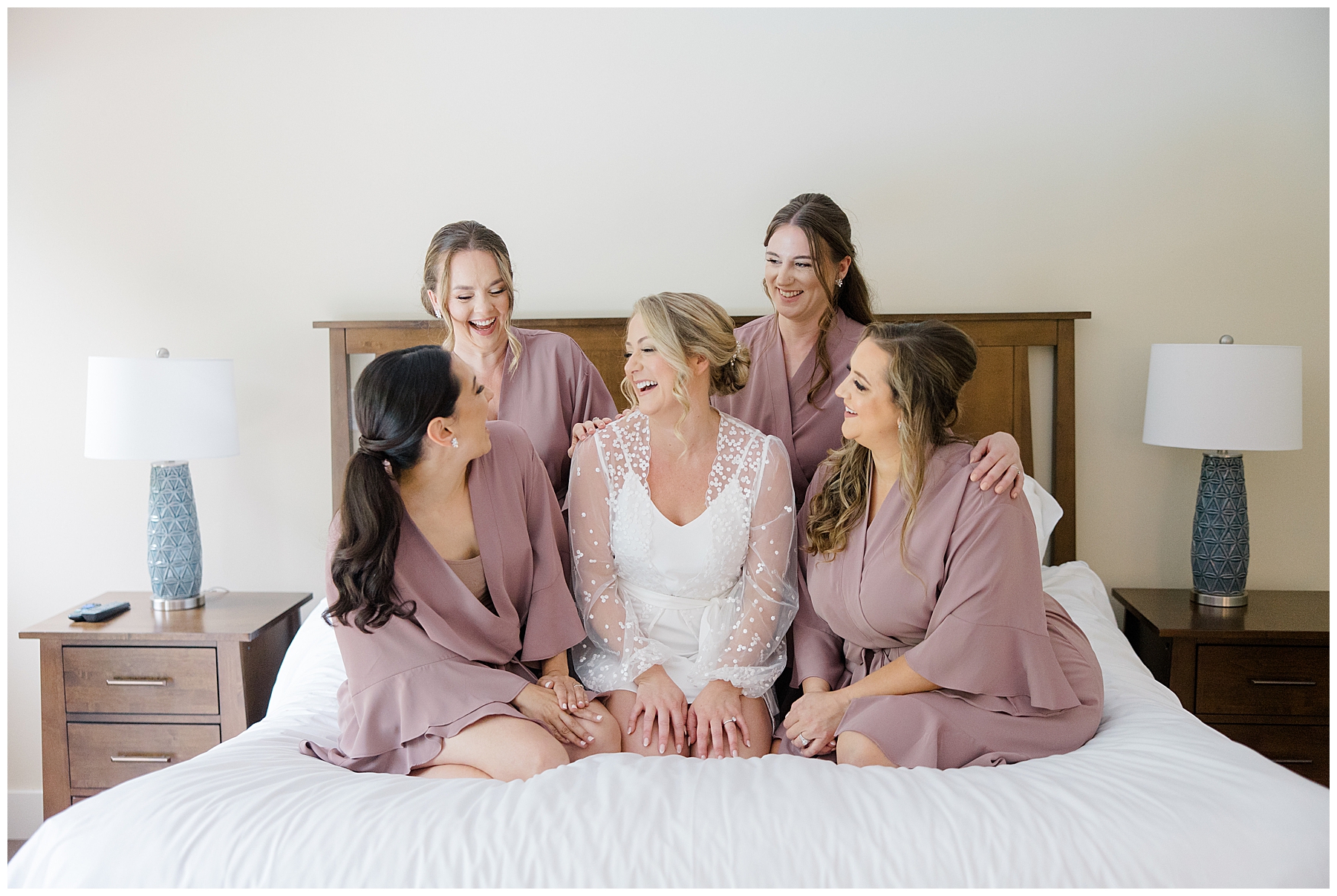 bride with bridesmaids in matching pjs