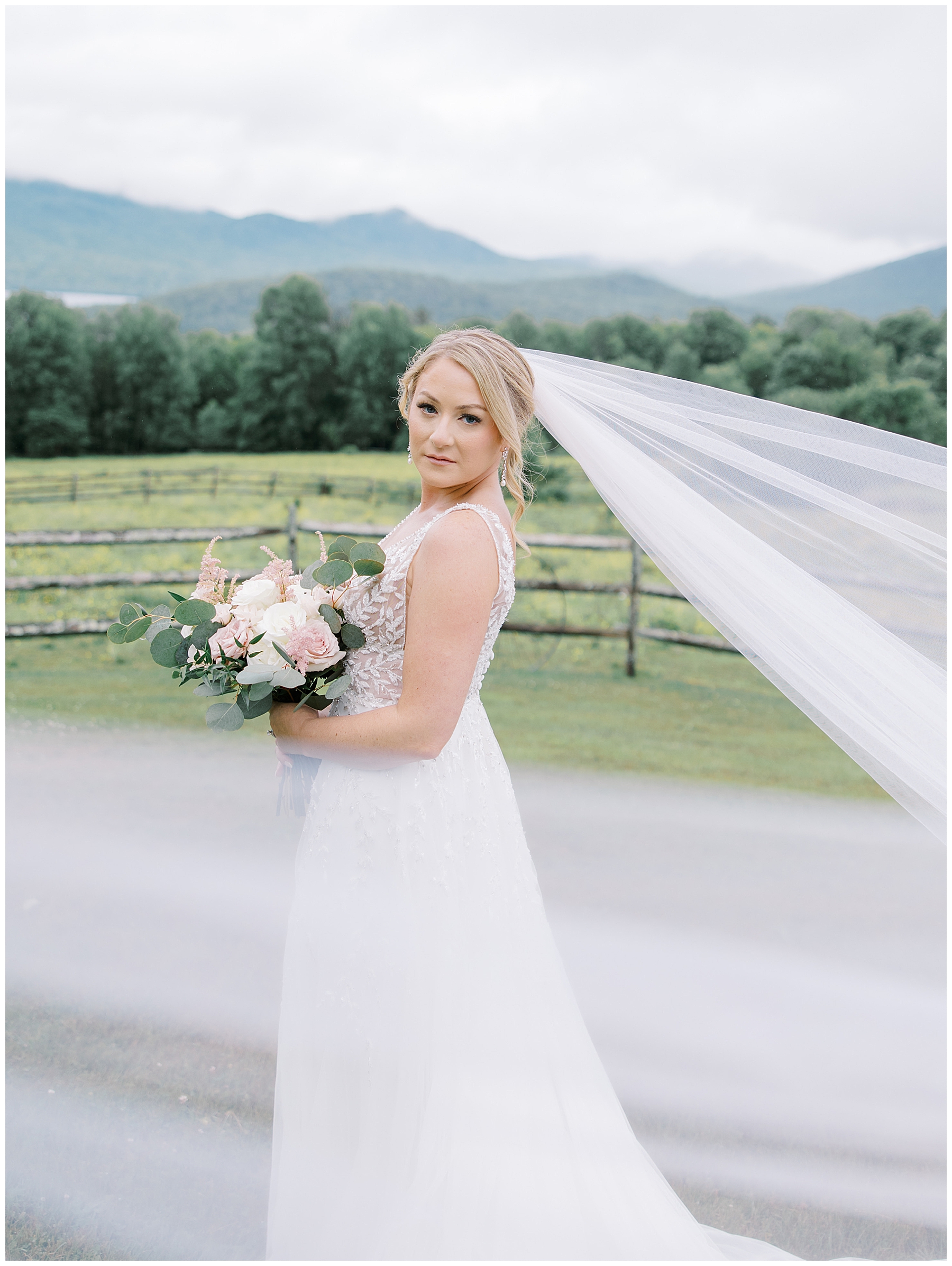 bridal photos from Romantic Vermont Wedding at Mountain Top Resort 