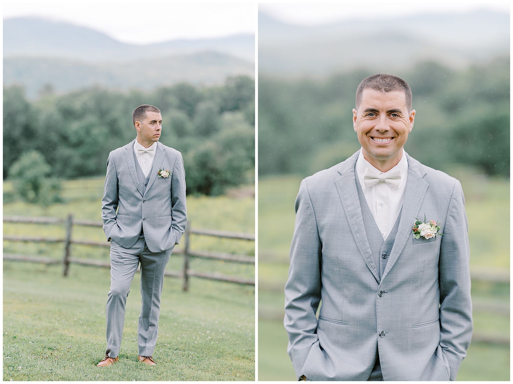 groom photos from Romantic Vermont Wedding at Mountain Top Resort 