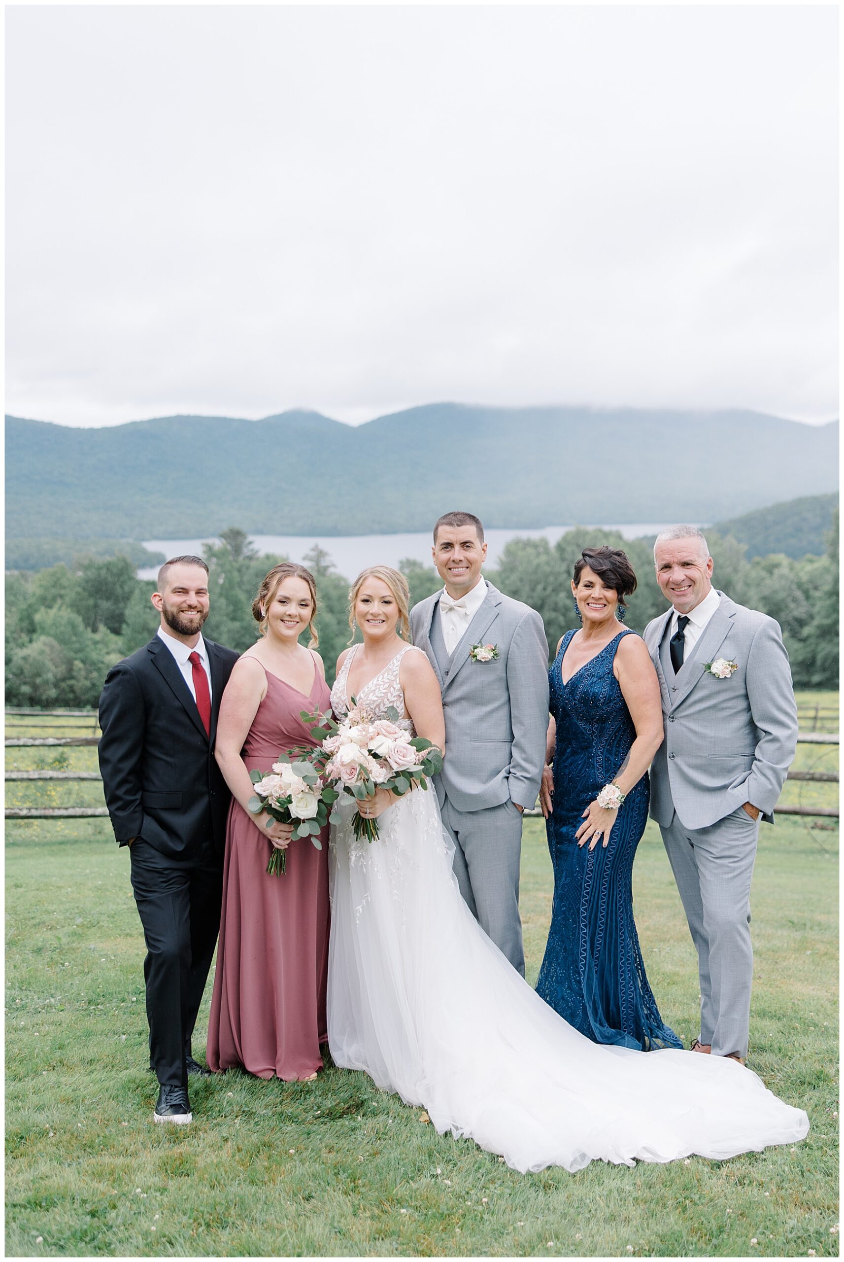 bride and groom with family 