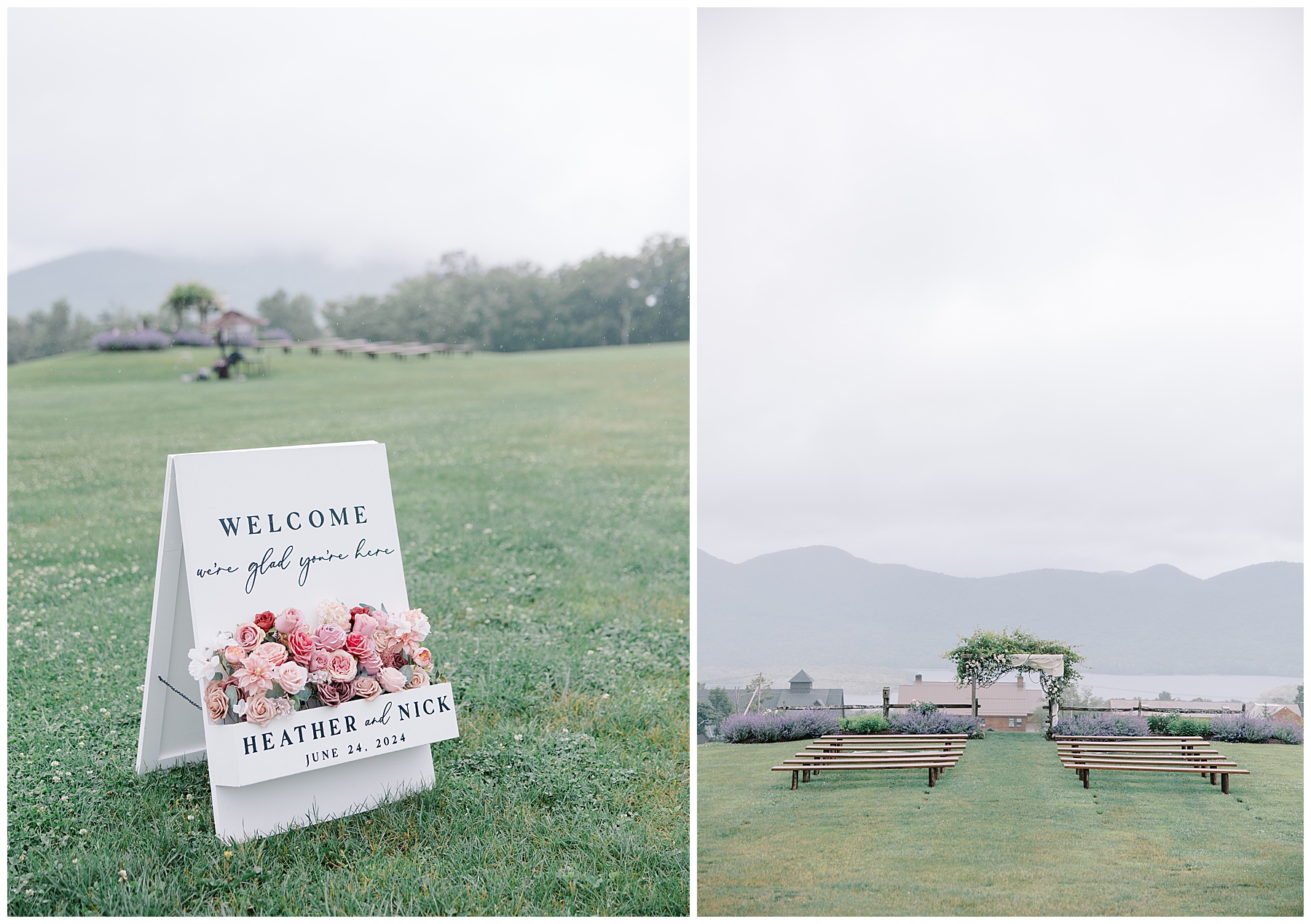 Romantic Vermont Wedding ceremony details at Mountain Top Resort 