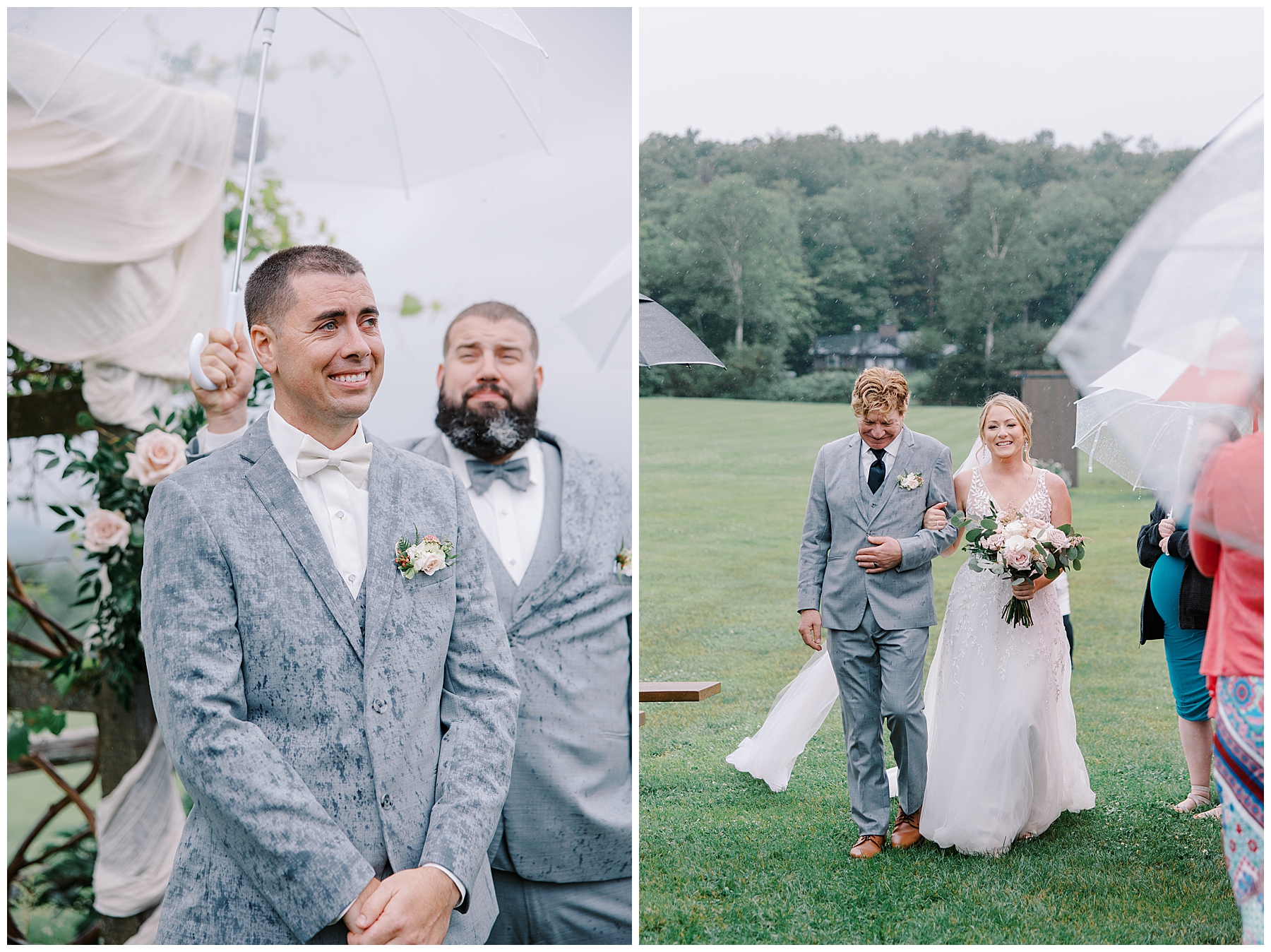 groom gets emotional seeing his bride walk down the aisle  