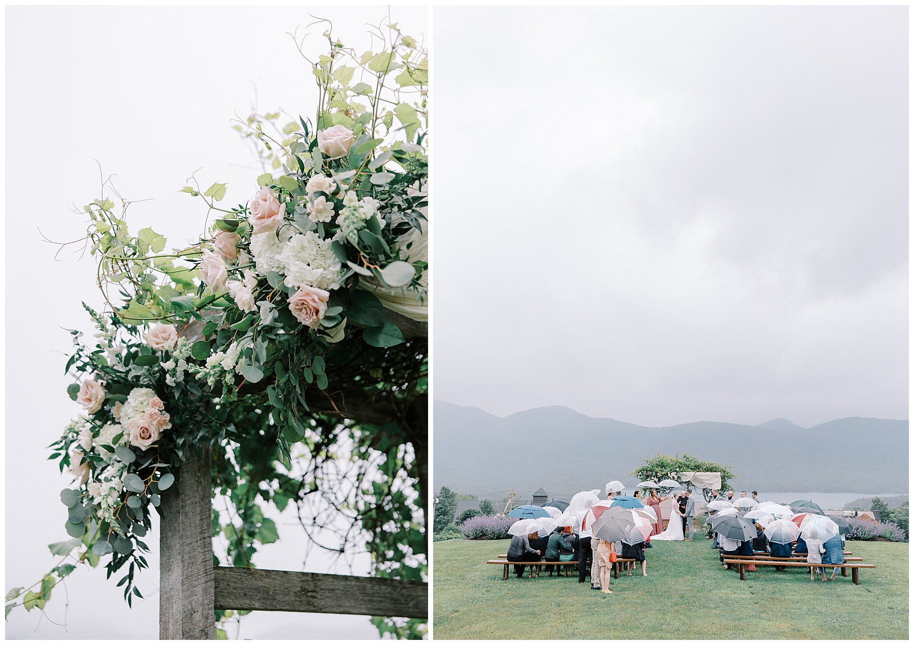 Romantic Vermont Wedding ceremony at Mountain Top Resort 