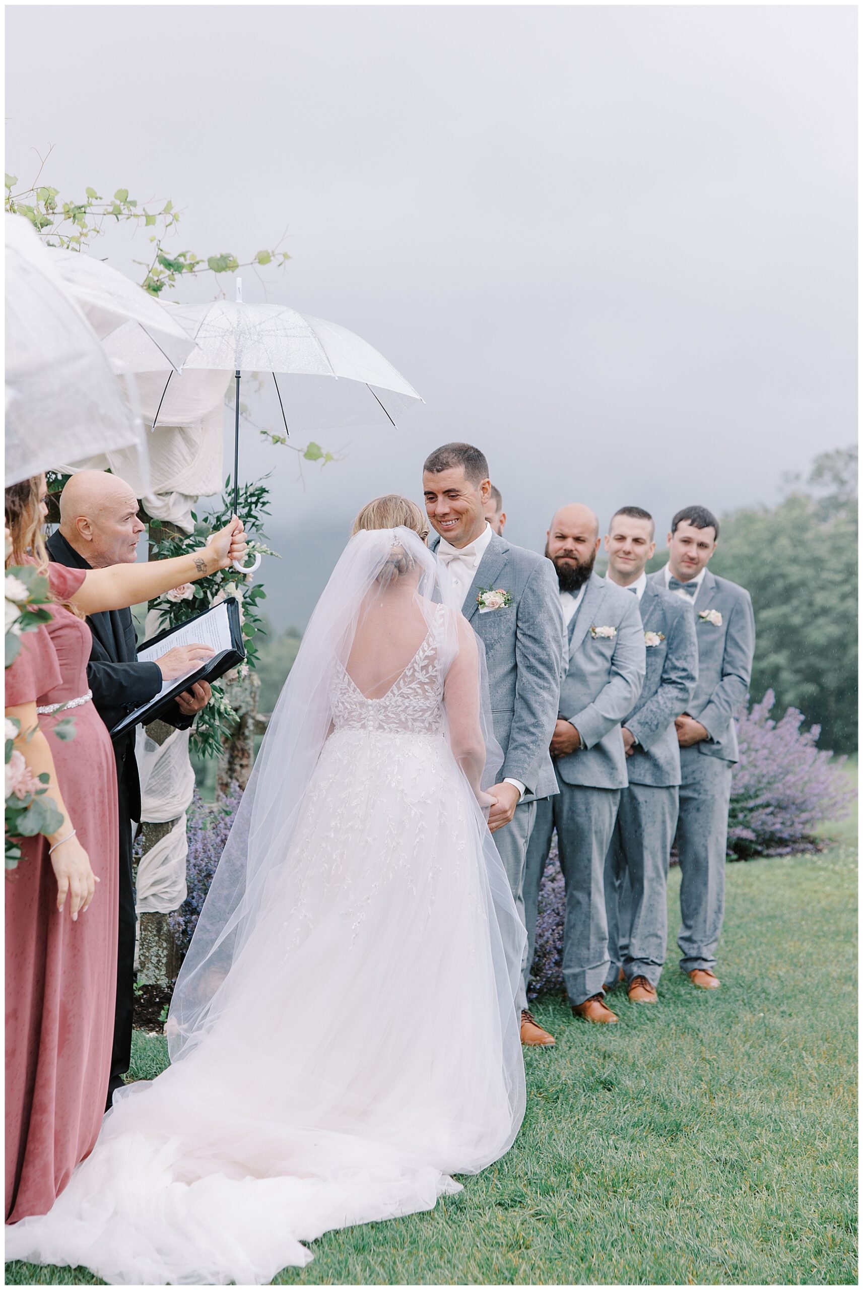 wedding ceremony in the rain