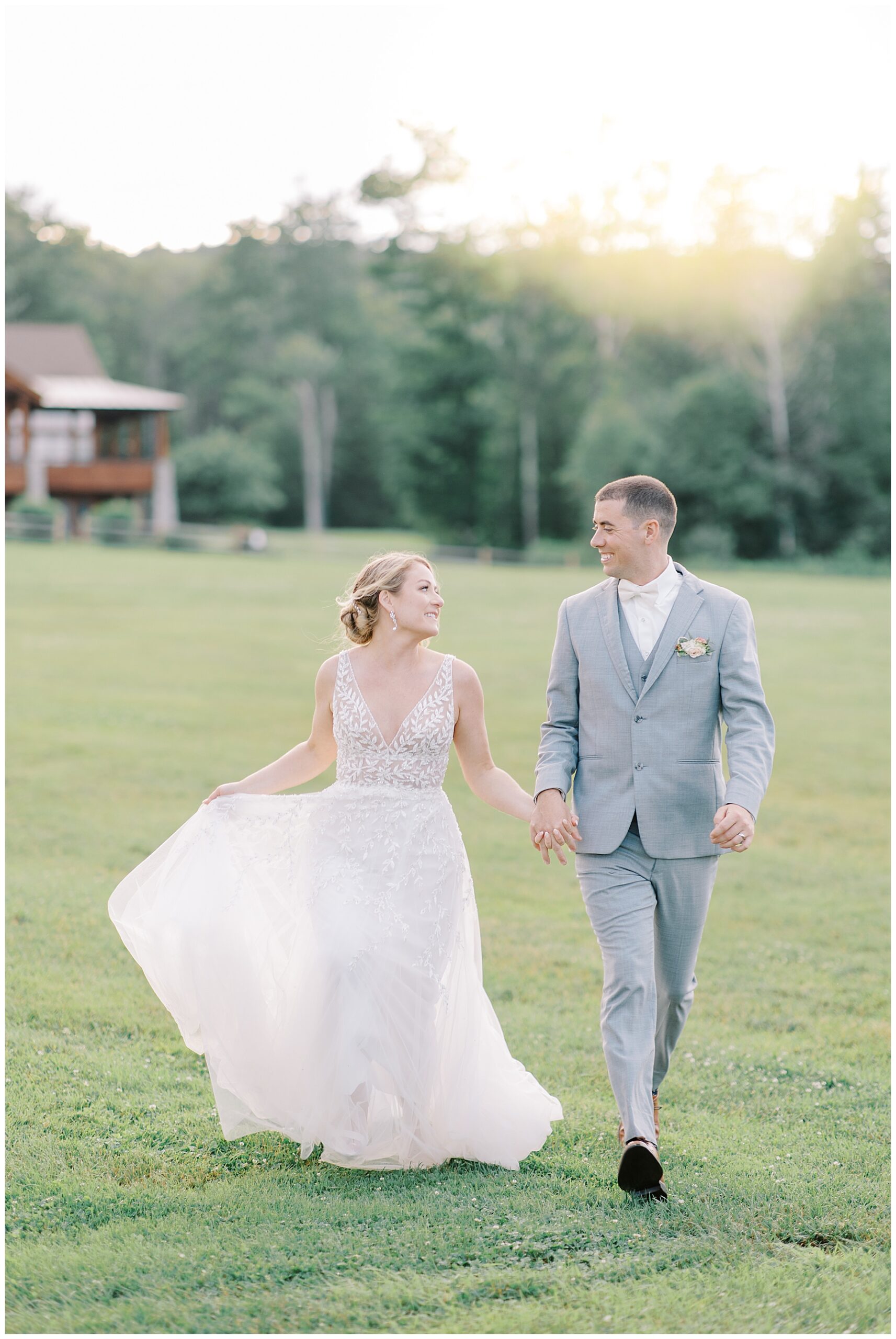 sunset newlywed photos in Vermont