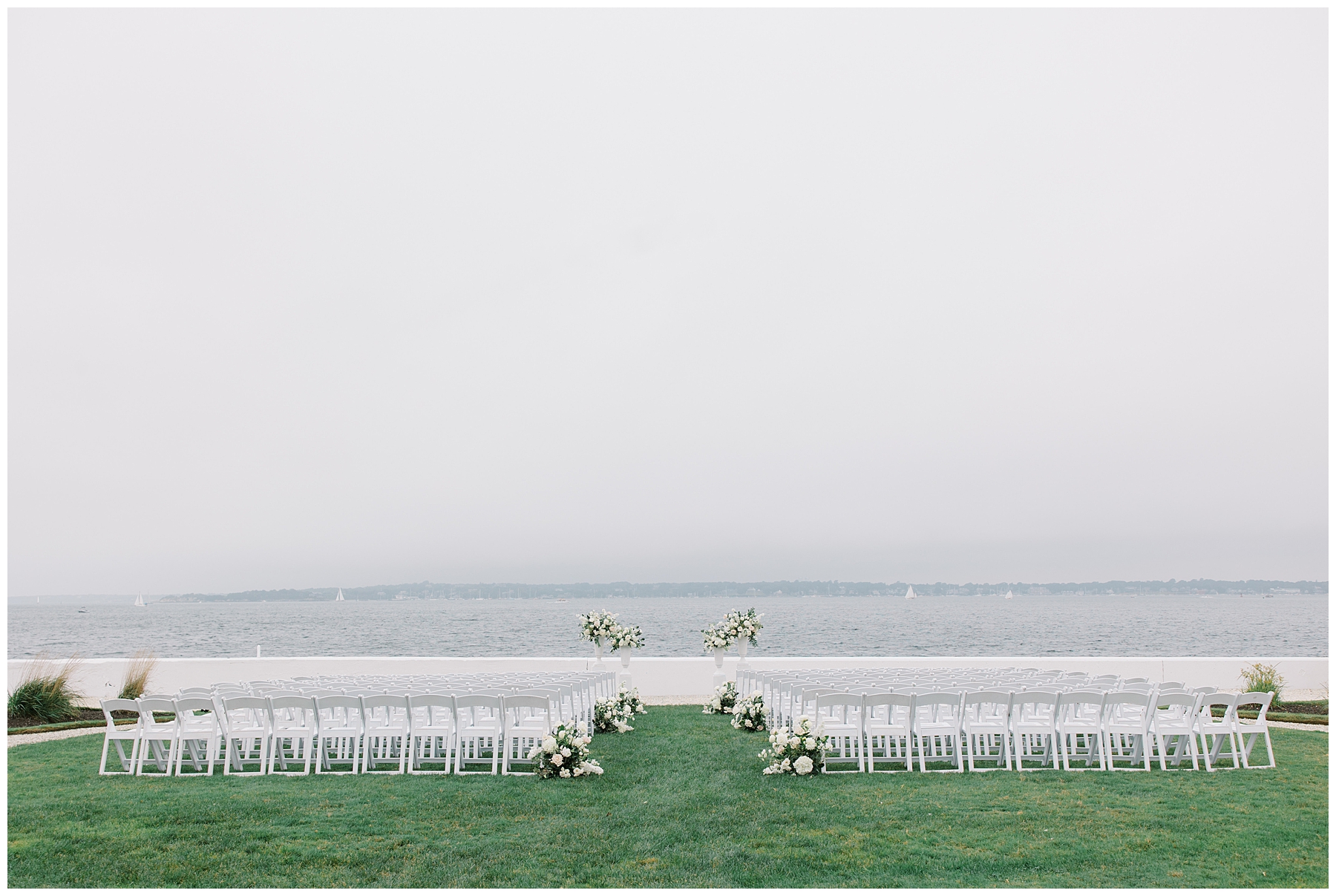 Coastal Wedding ceremony at Belle Mer, A Longwood Venue in Newport