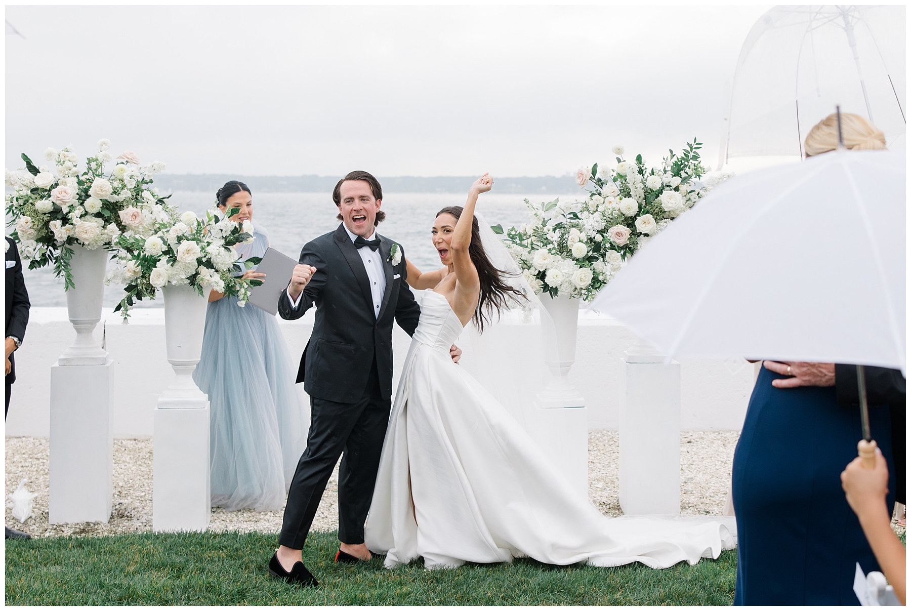 newlyweds at wedding ceremony celebrate