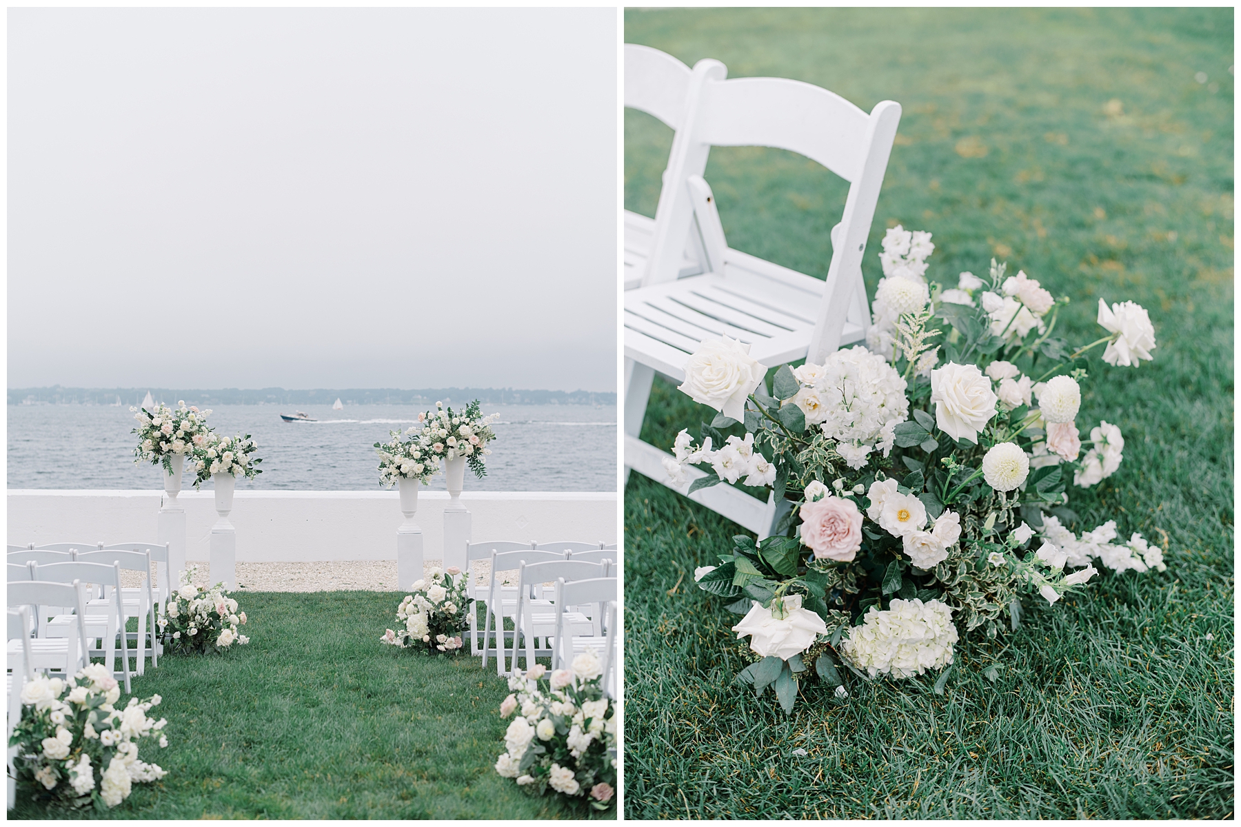 outdoor waterfront wedding ceremony at Belle Mer, A Longwood Venue in Newport