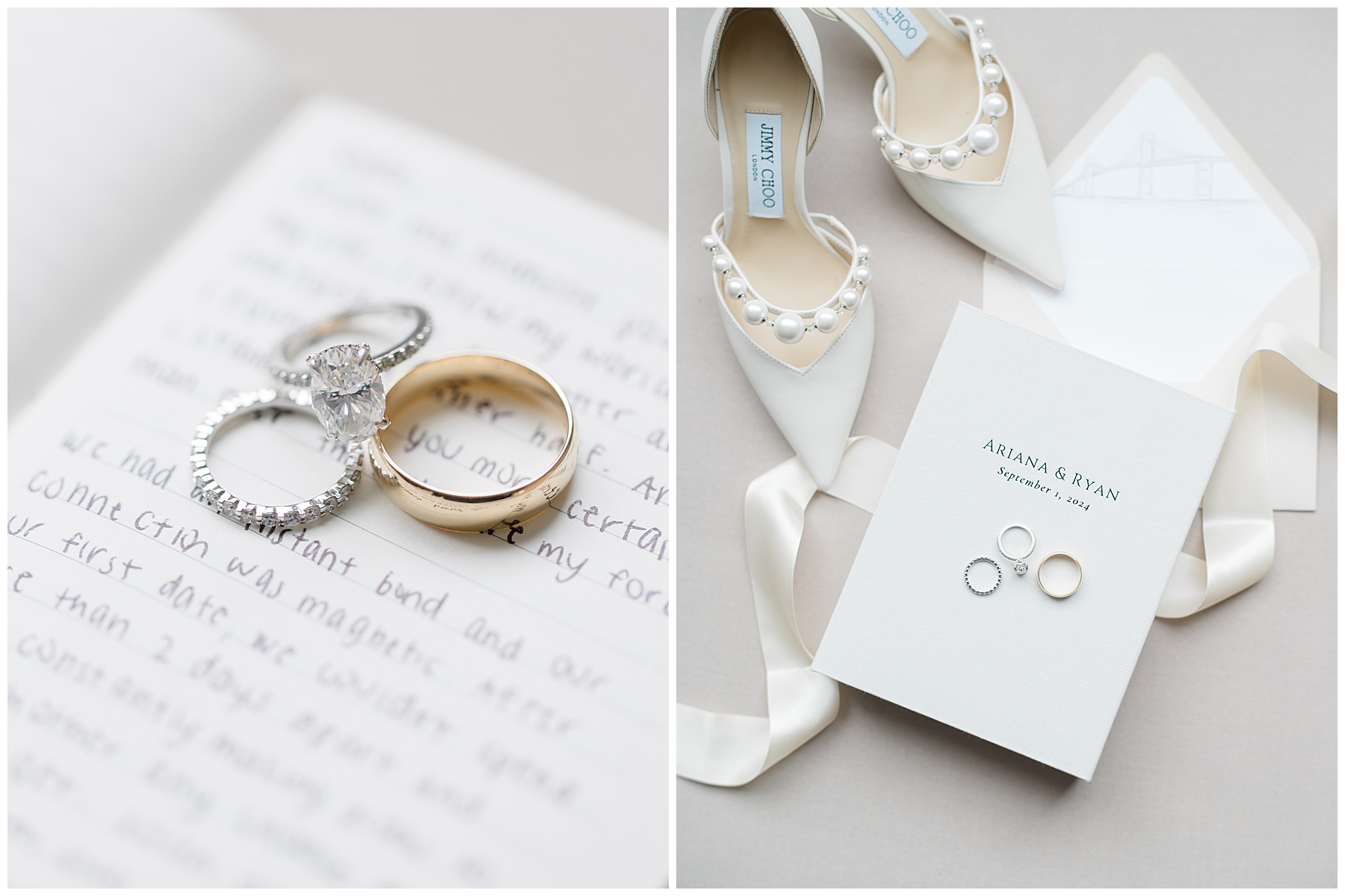 wedding rings on written vows