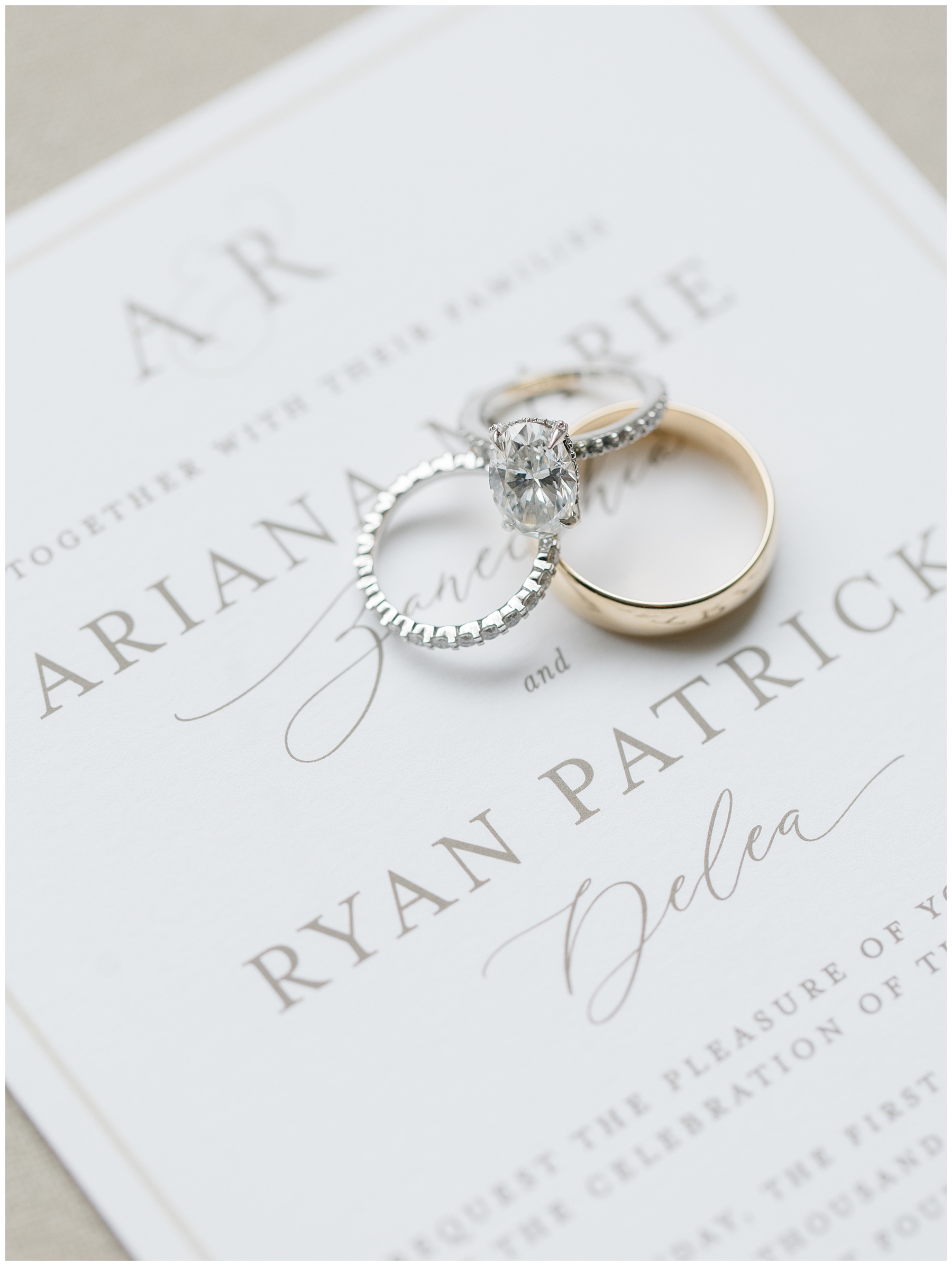 wedding rings on wedding invites