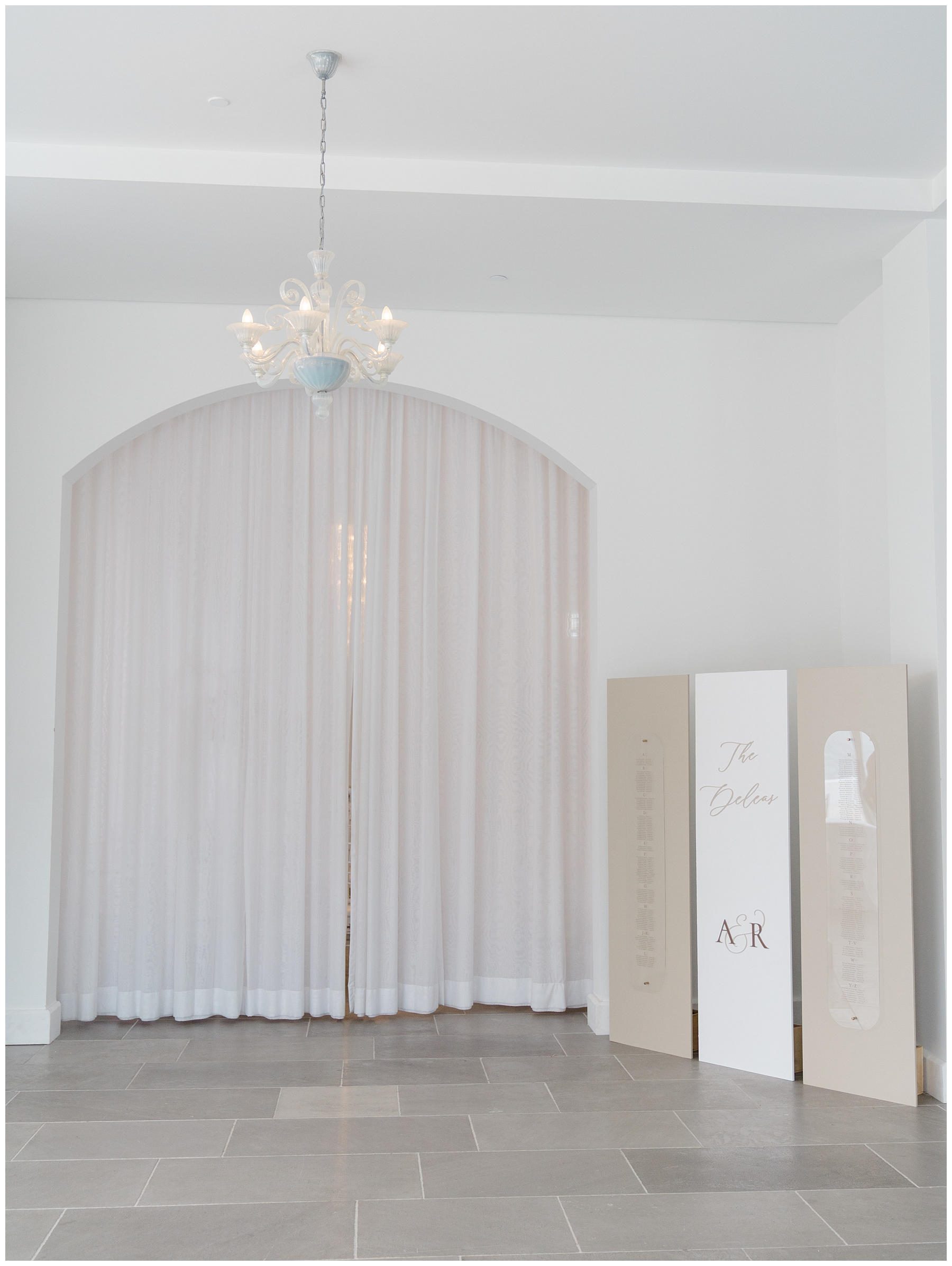 wedding seating chart display at Coastal Wedding at Belle Mer, A Longwood Venue in Newport