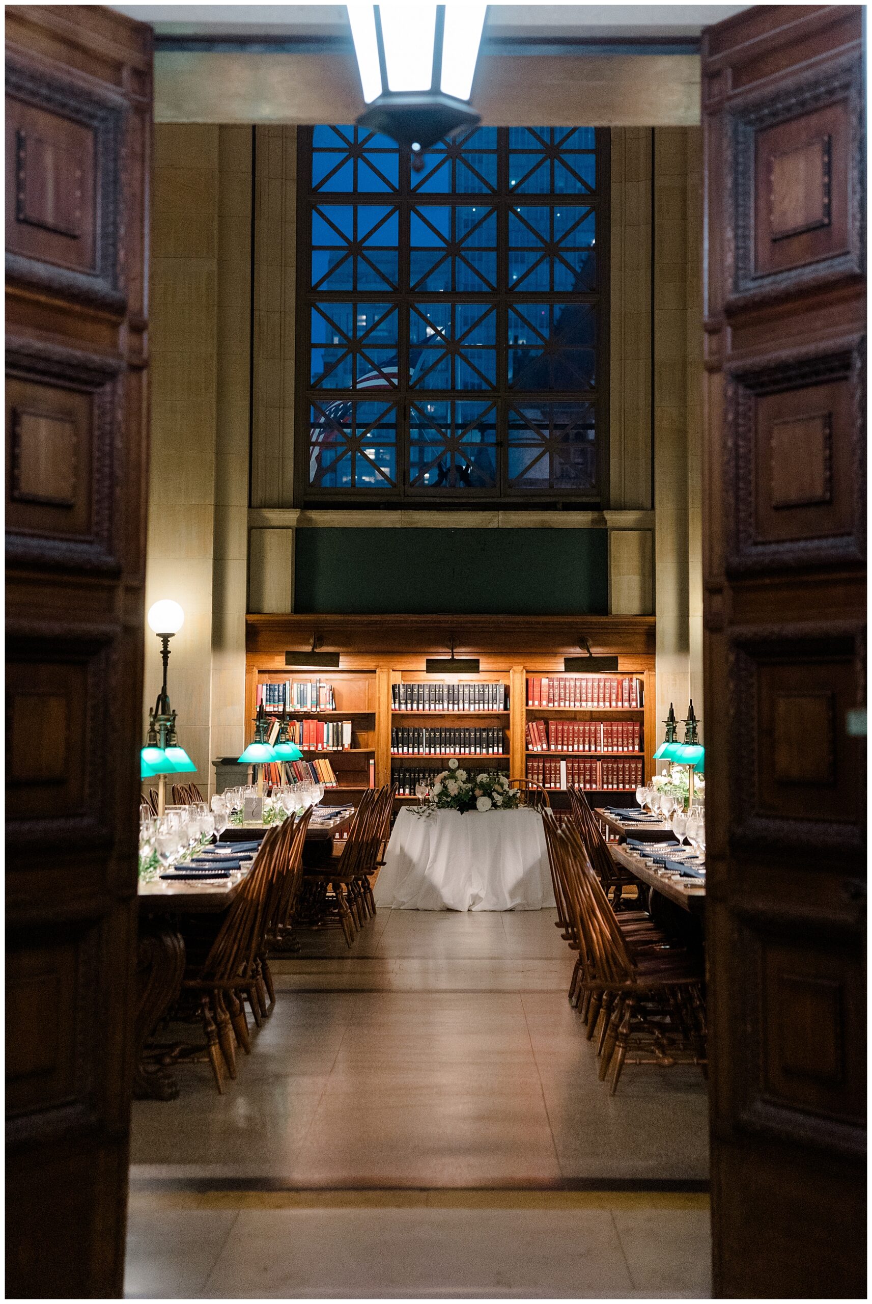 reception space inside room of Boston Public Library