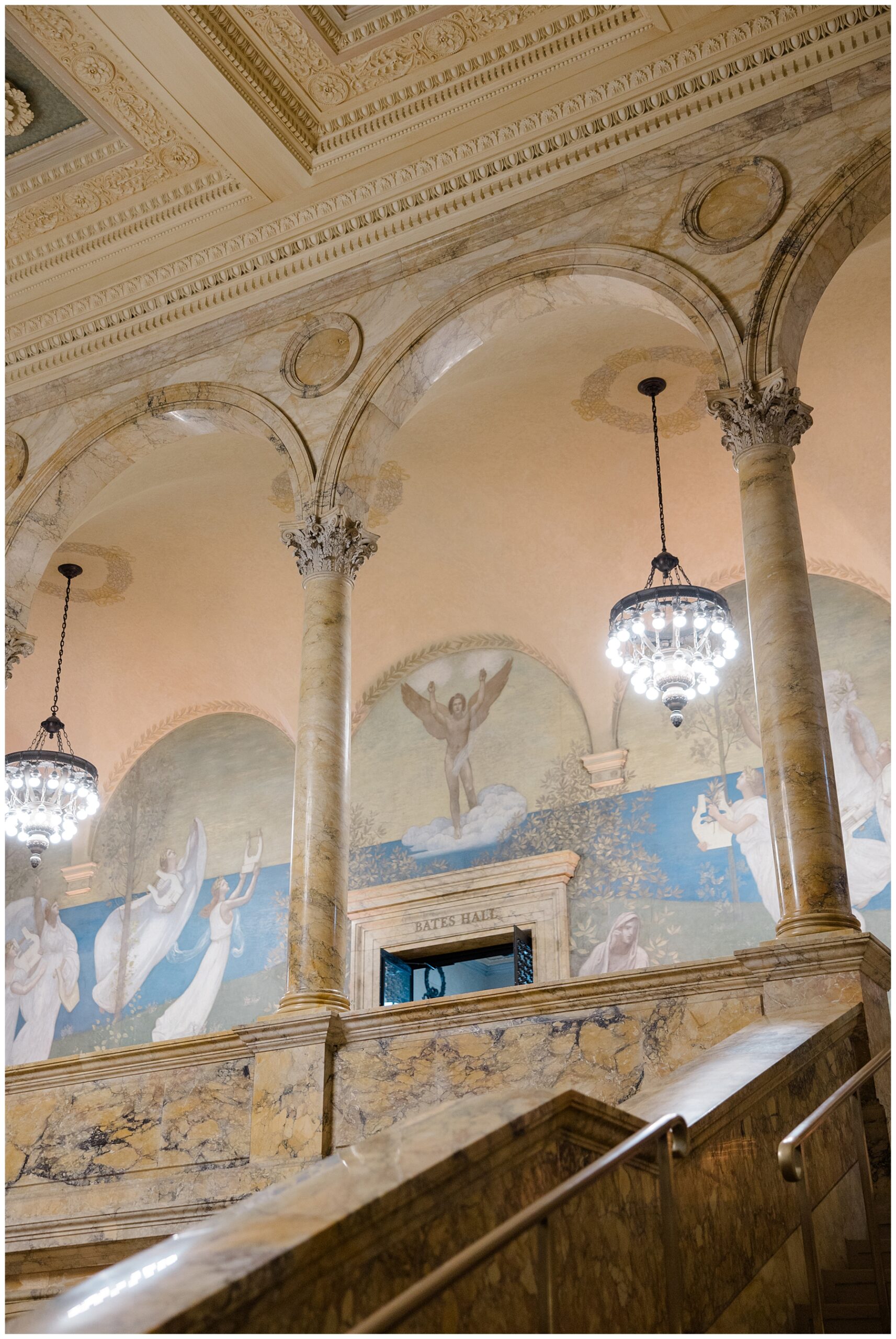 building detail and architecture of Boston Public Library