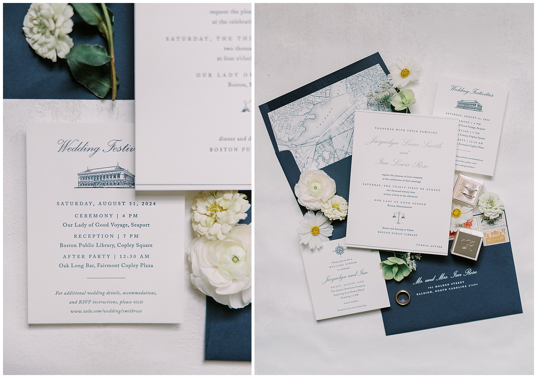 custom invitation suite from Boston Public Library Wedding