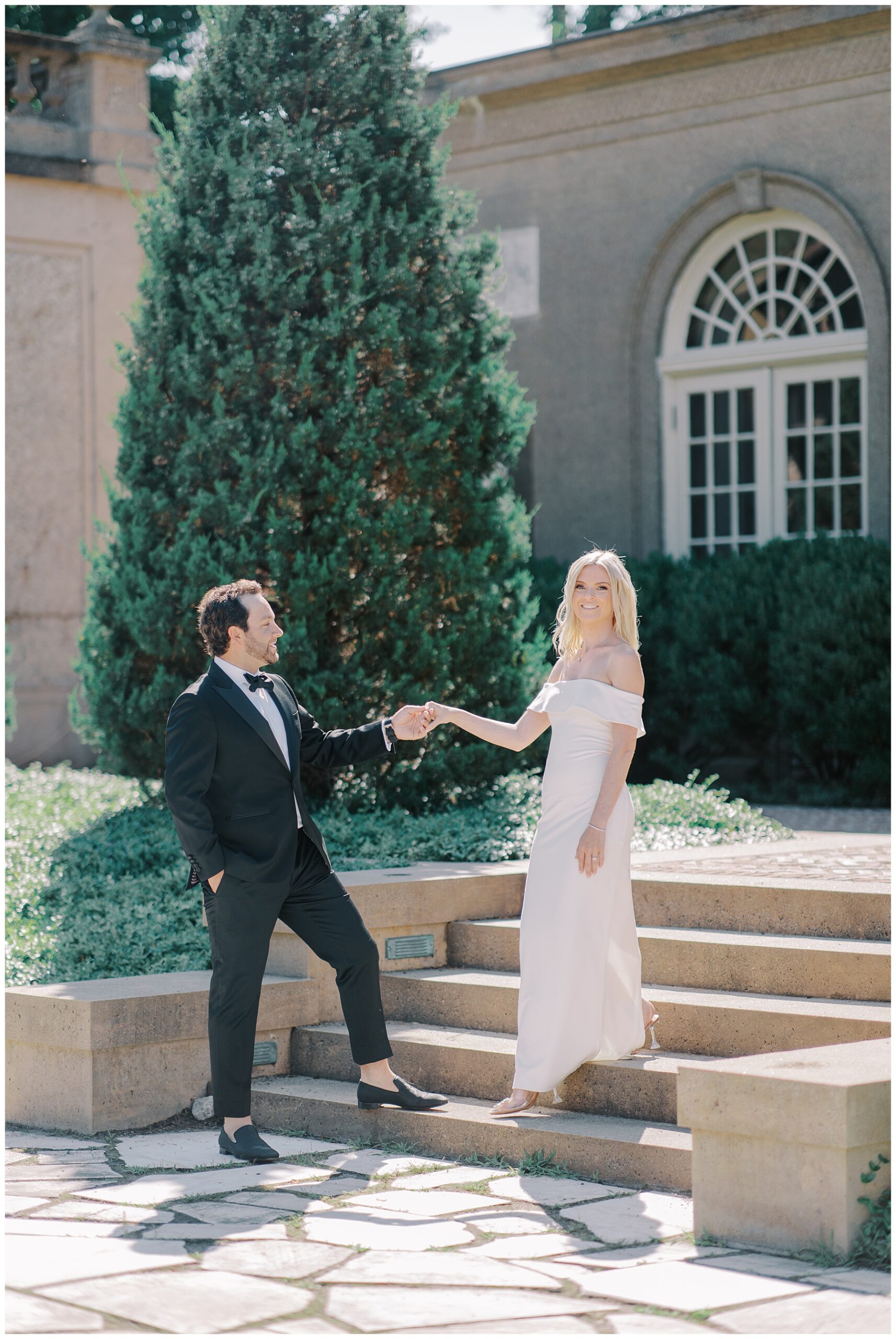 elegant engagement photos of couple at Crane Estate