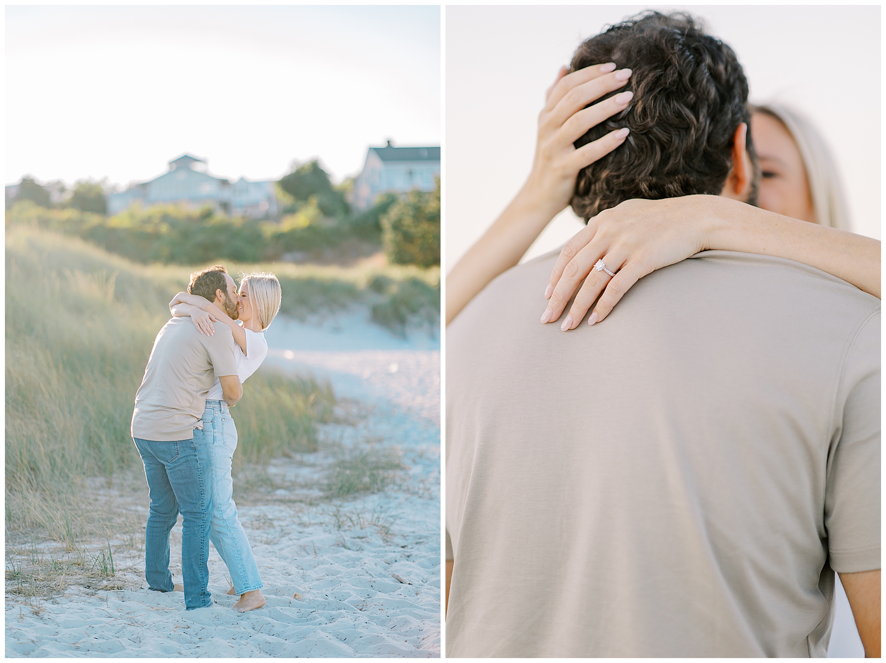 romantic engagement photos on the beach in MA
