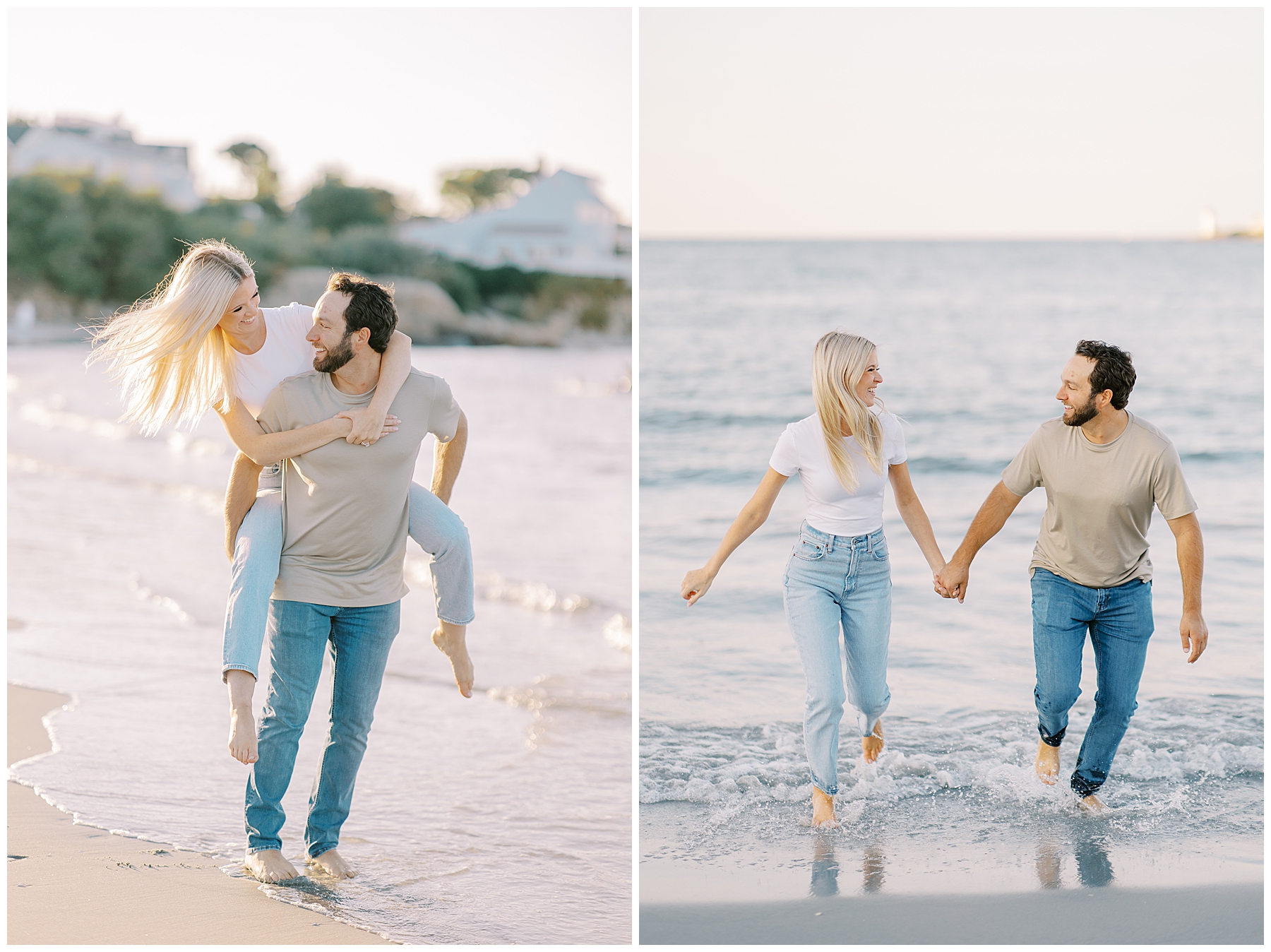 candid and playful engagement photos at MA beach