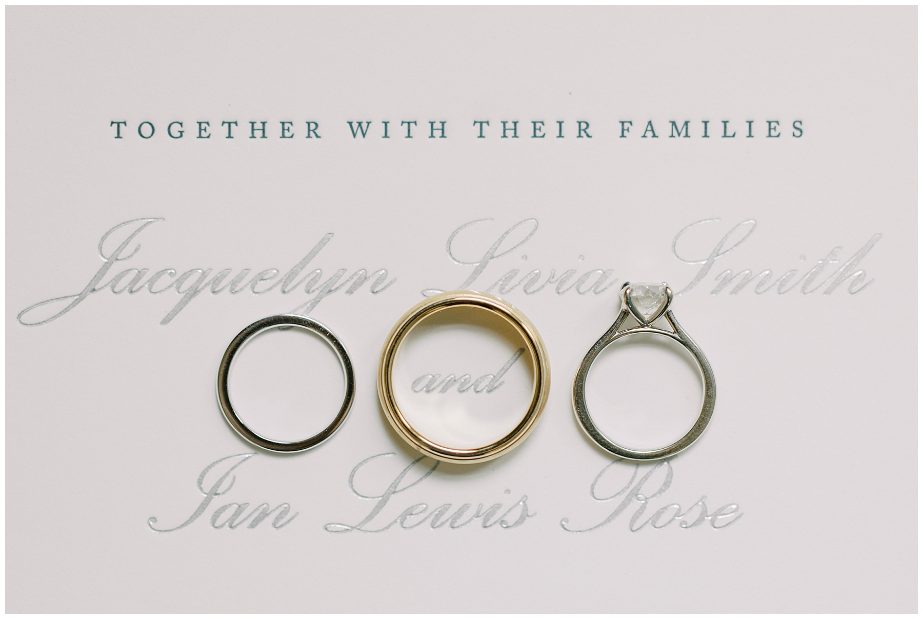 wedding rings on invitation