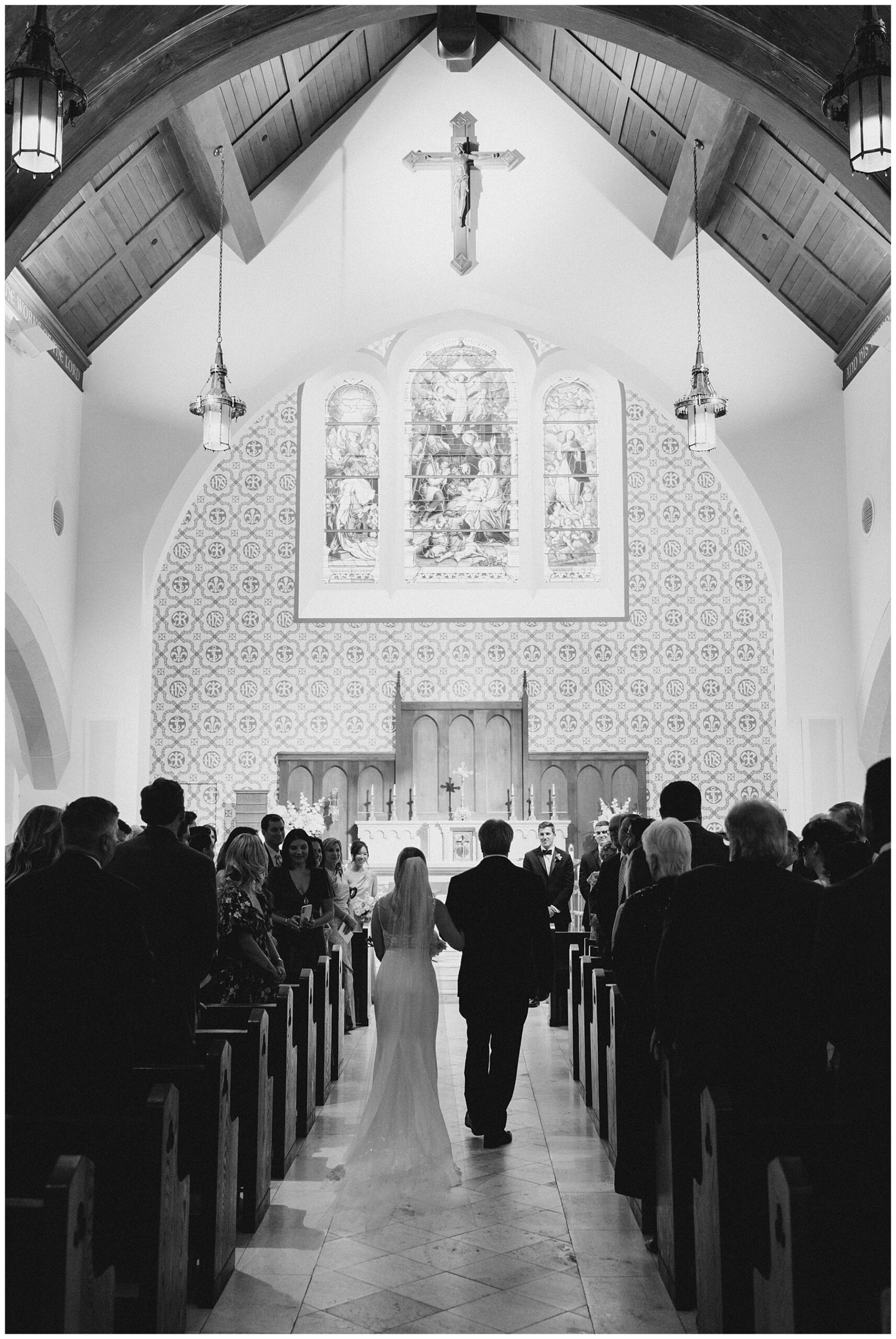 bride walks down the aisle