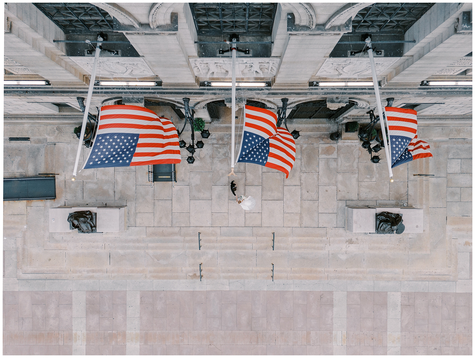 Aerial Boston Public Library wedding photos