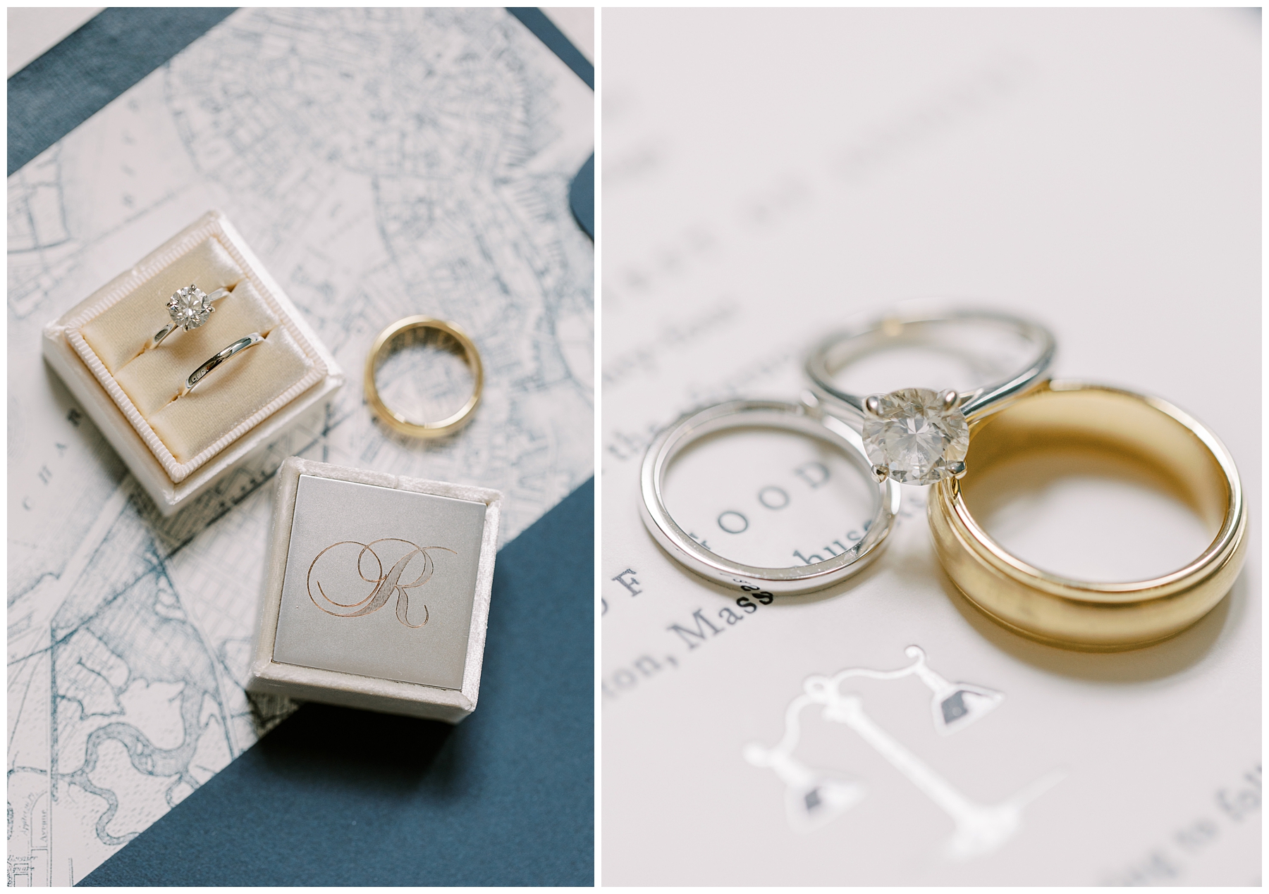 wedding rings on invitation