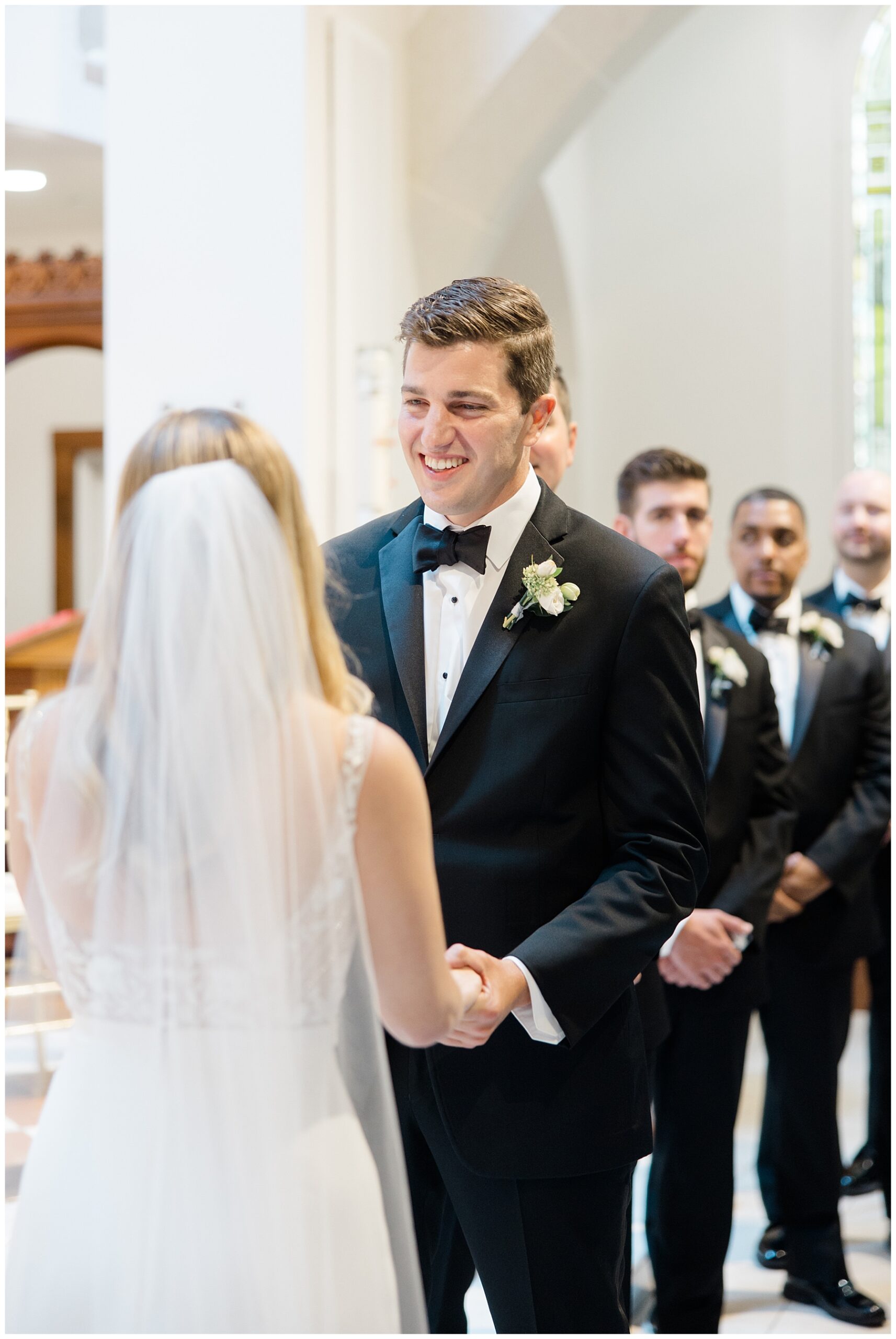 couple exchange vows during Boston wedding ceremony