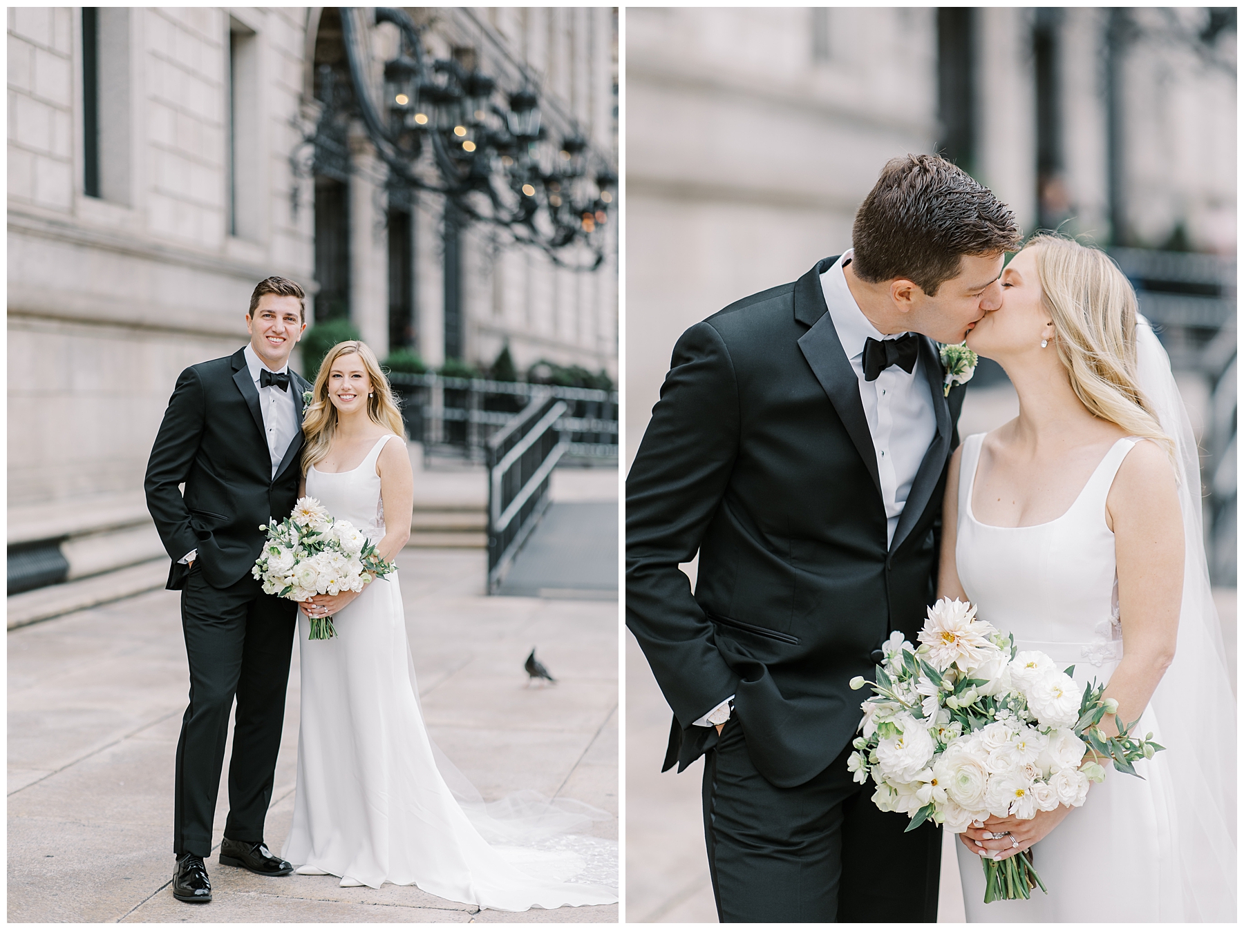 newlyweds kiss outside of BPL