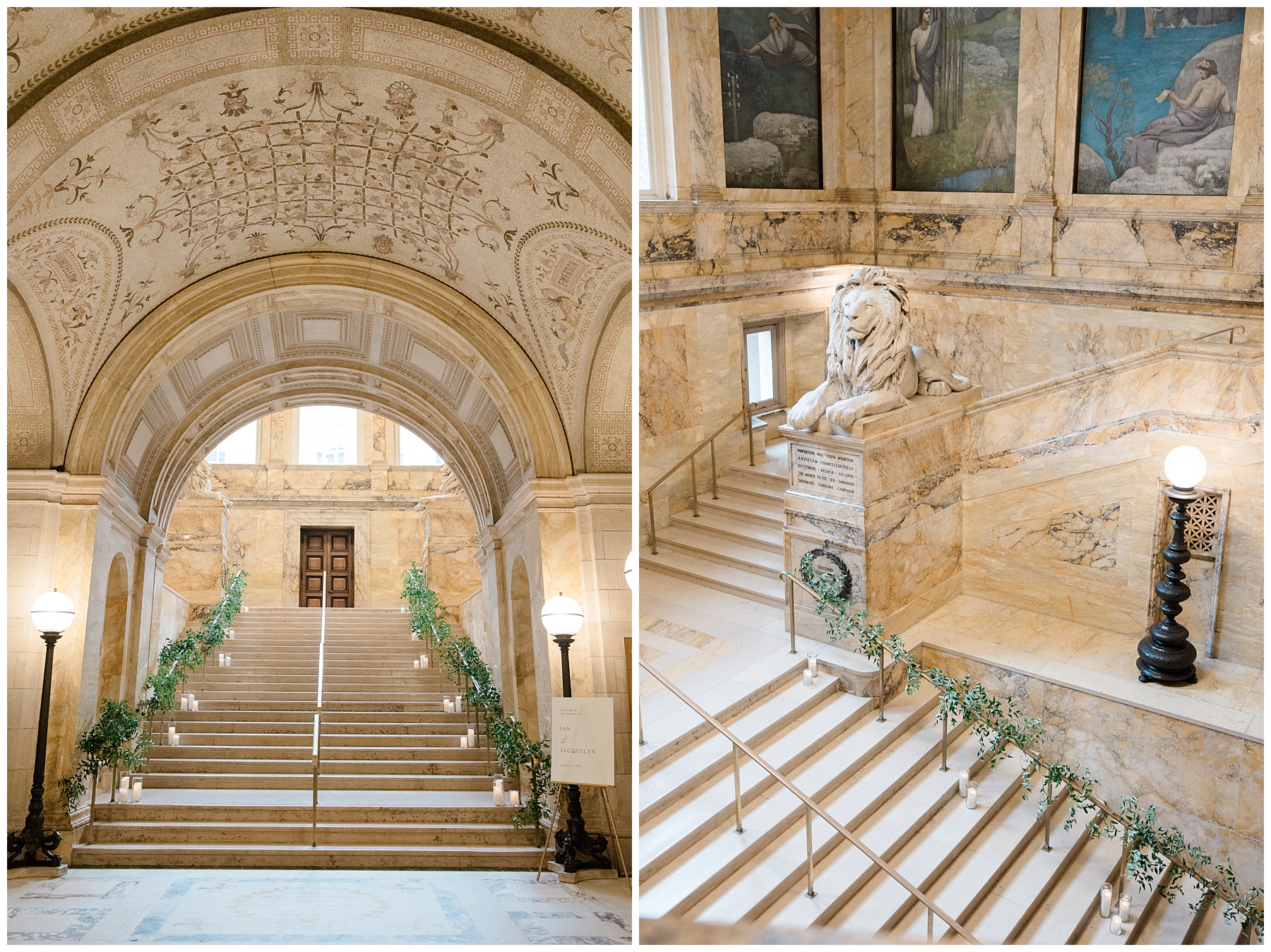 grand staircase and entraceway of the Boston Public Library
