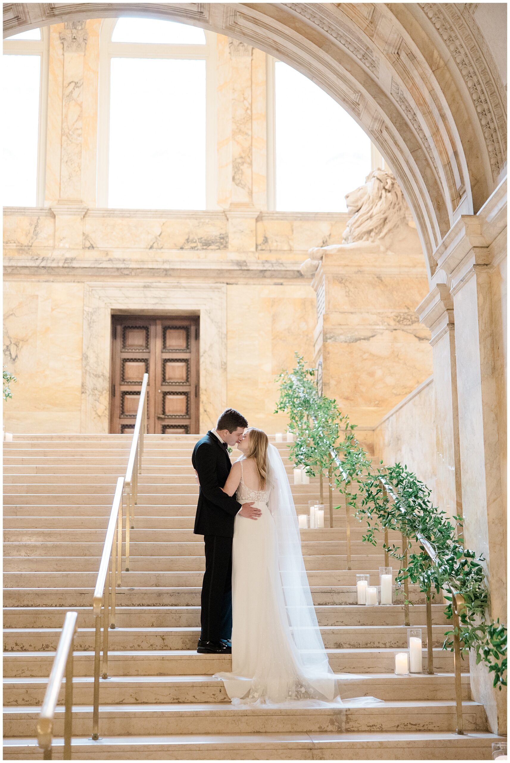 couple kiss on stairs