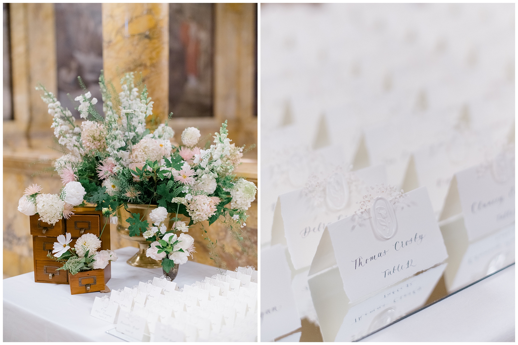 folded card seating chart display