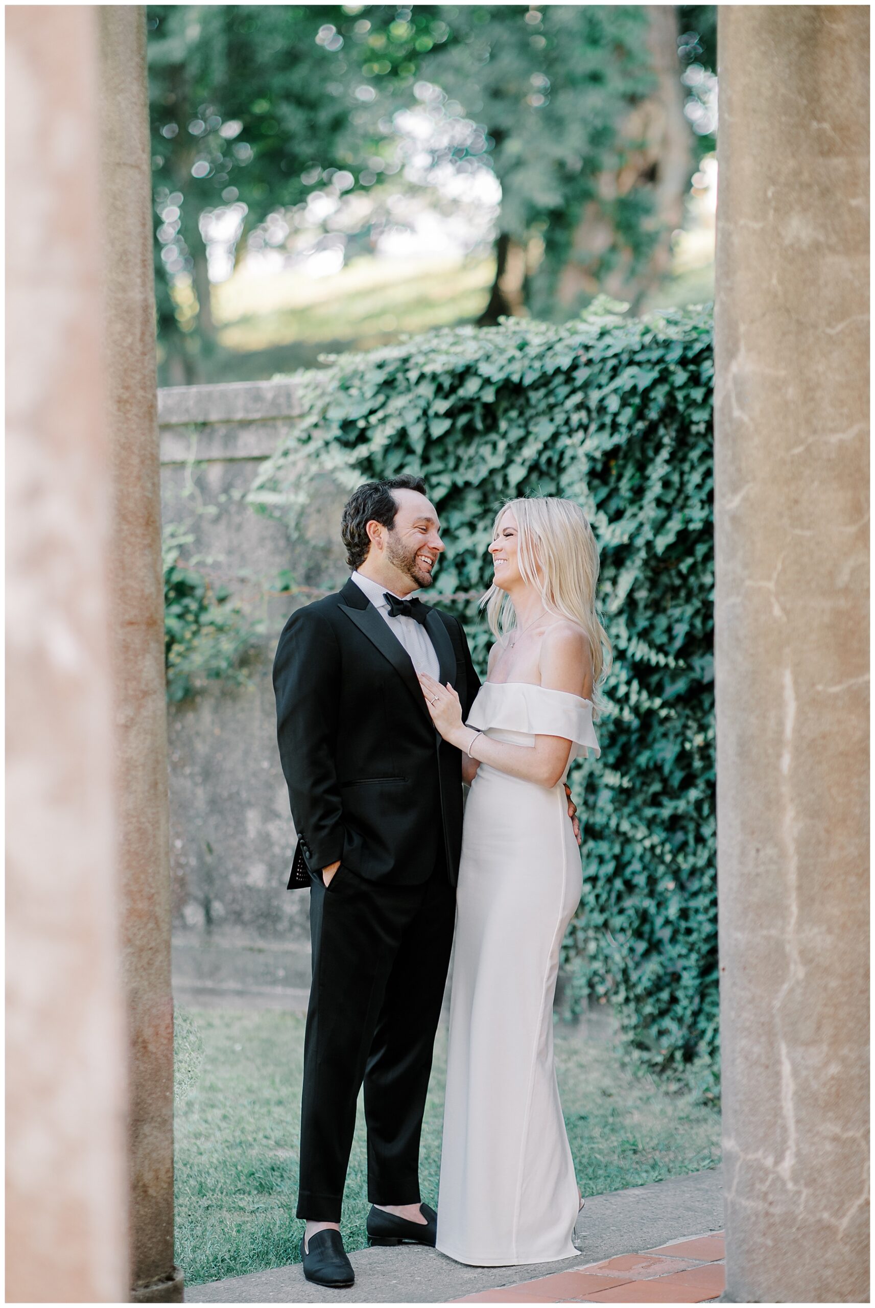 engaged couple in doorway