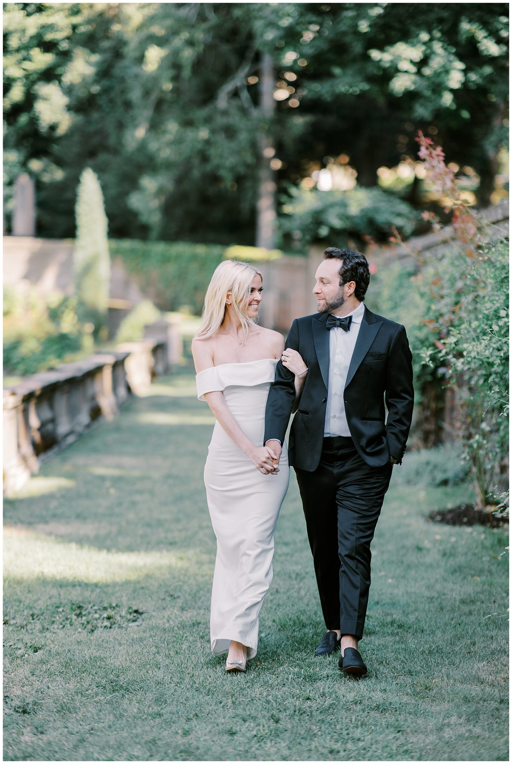 Romantic engagement photos in garden of The crane Estate