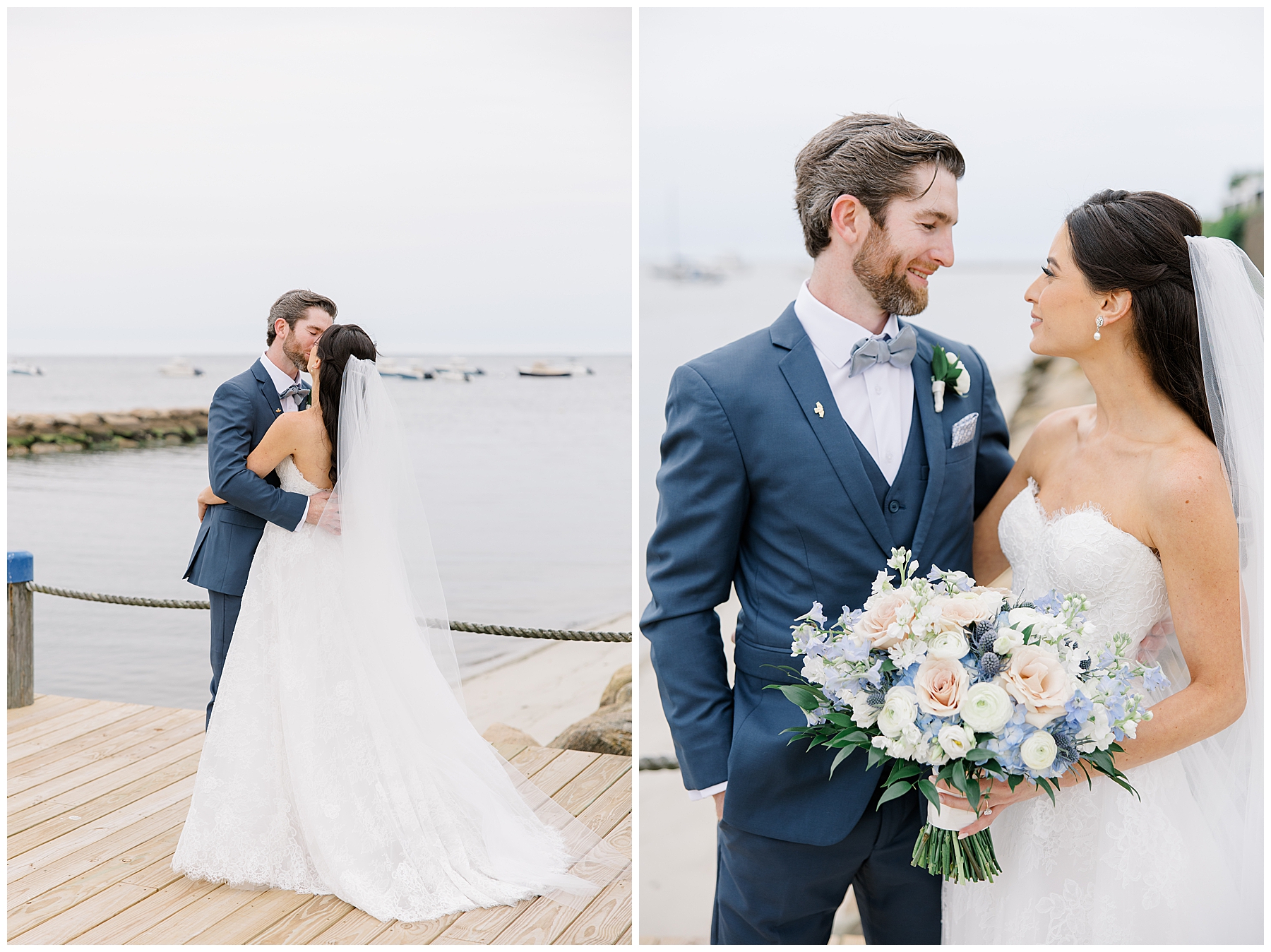 romantic bride and groom photos by the water in Cape Cod 
