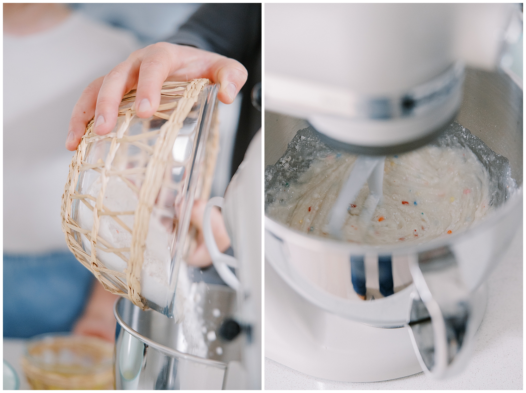 couple mixing cake ingredients