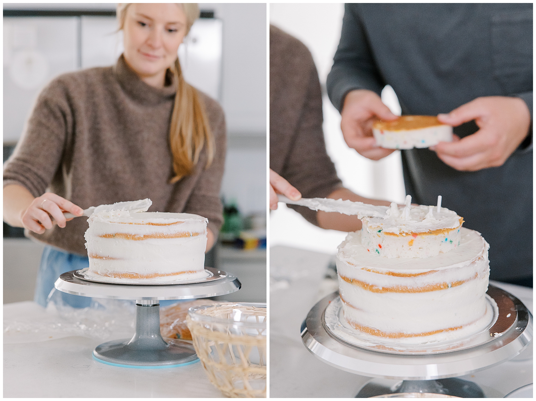 woman ices cake