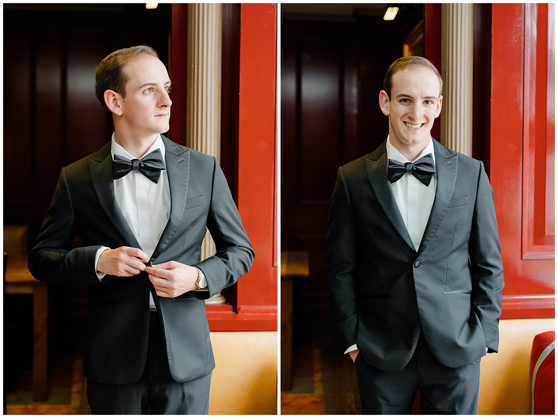 groom in black tux